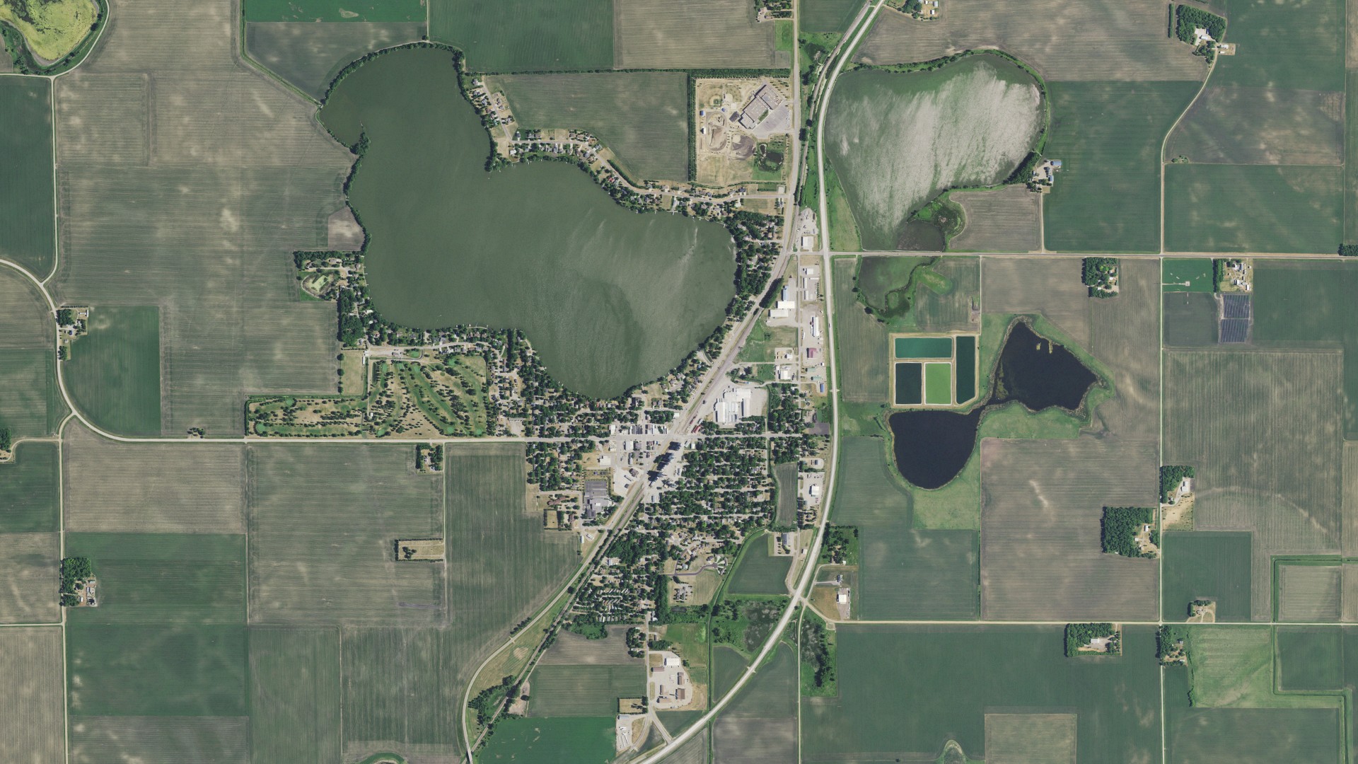Aerial view of land around Cottonwood, Minnesota