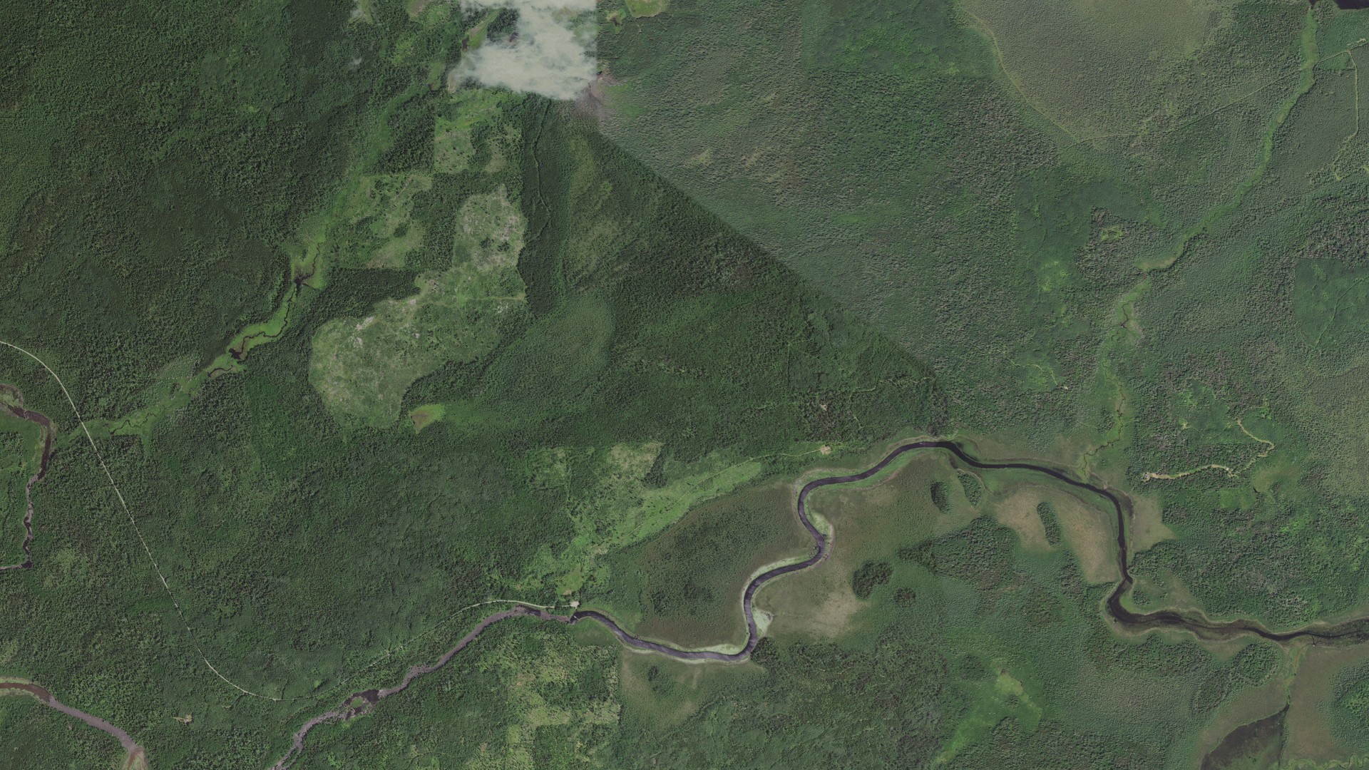 Aerial view of land around Bassett, Minnesota