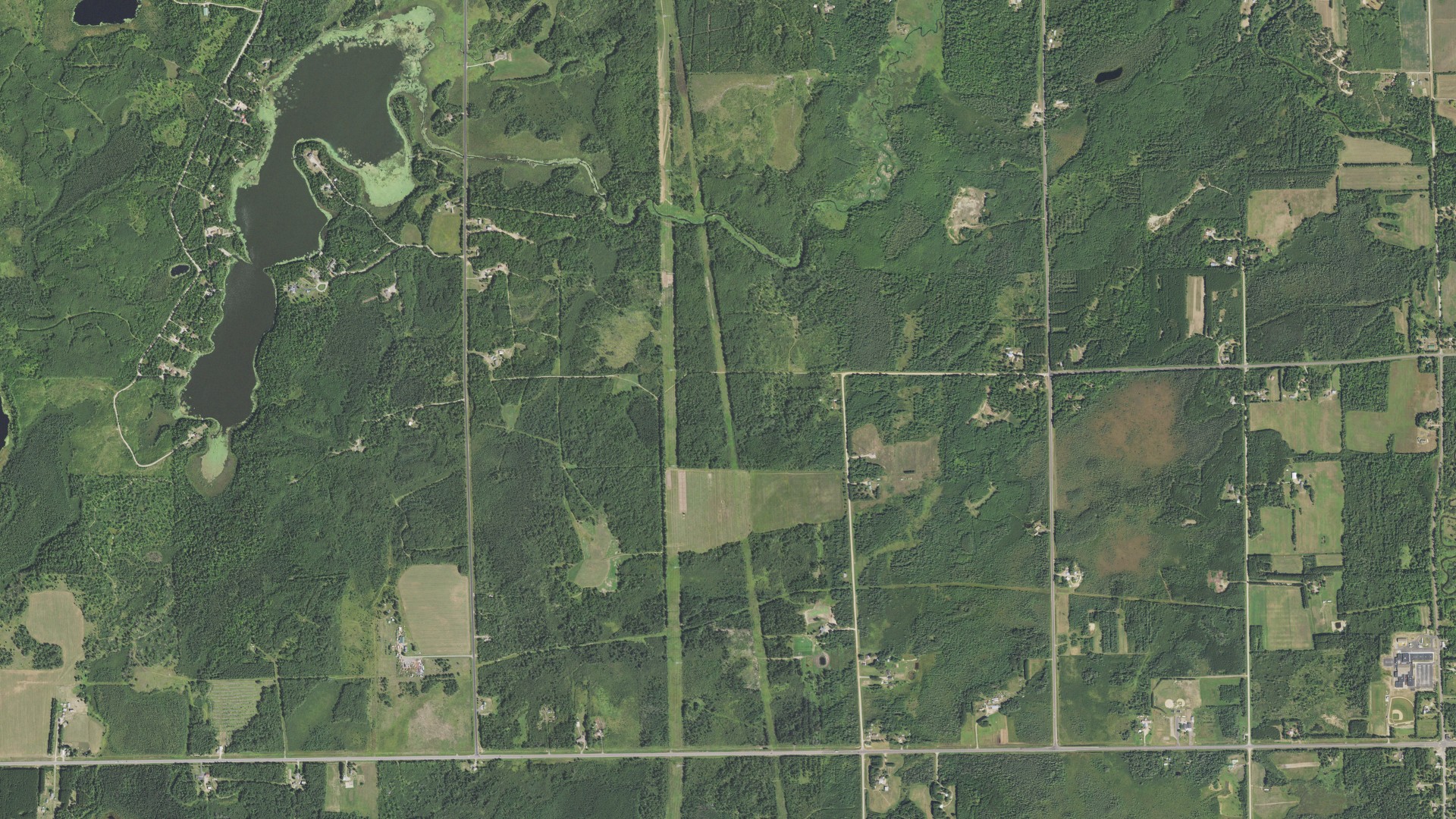 Natural-color aerial photograph of land around Cherry, Minnesota