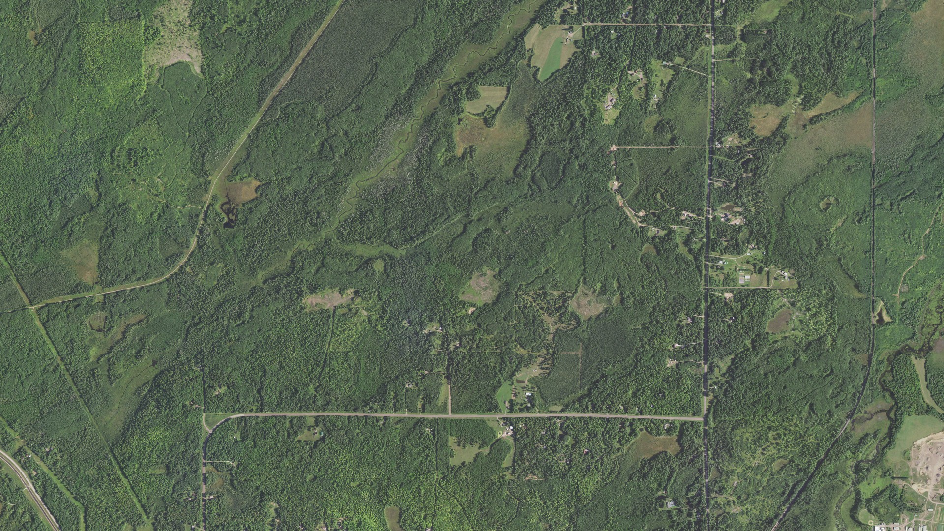 Aerial view of land around Grand Lake, Minnesota
