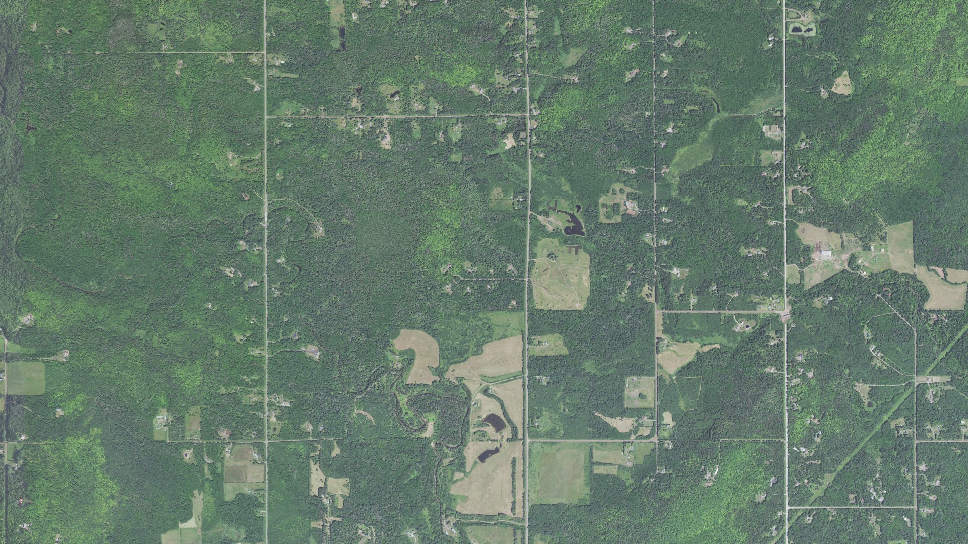 Aerial view of land around Lakewood, Minnesota