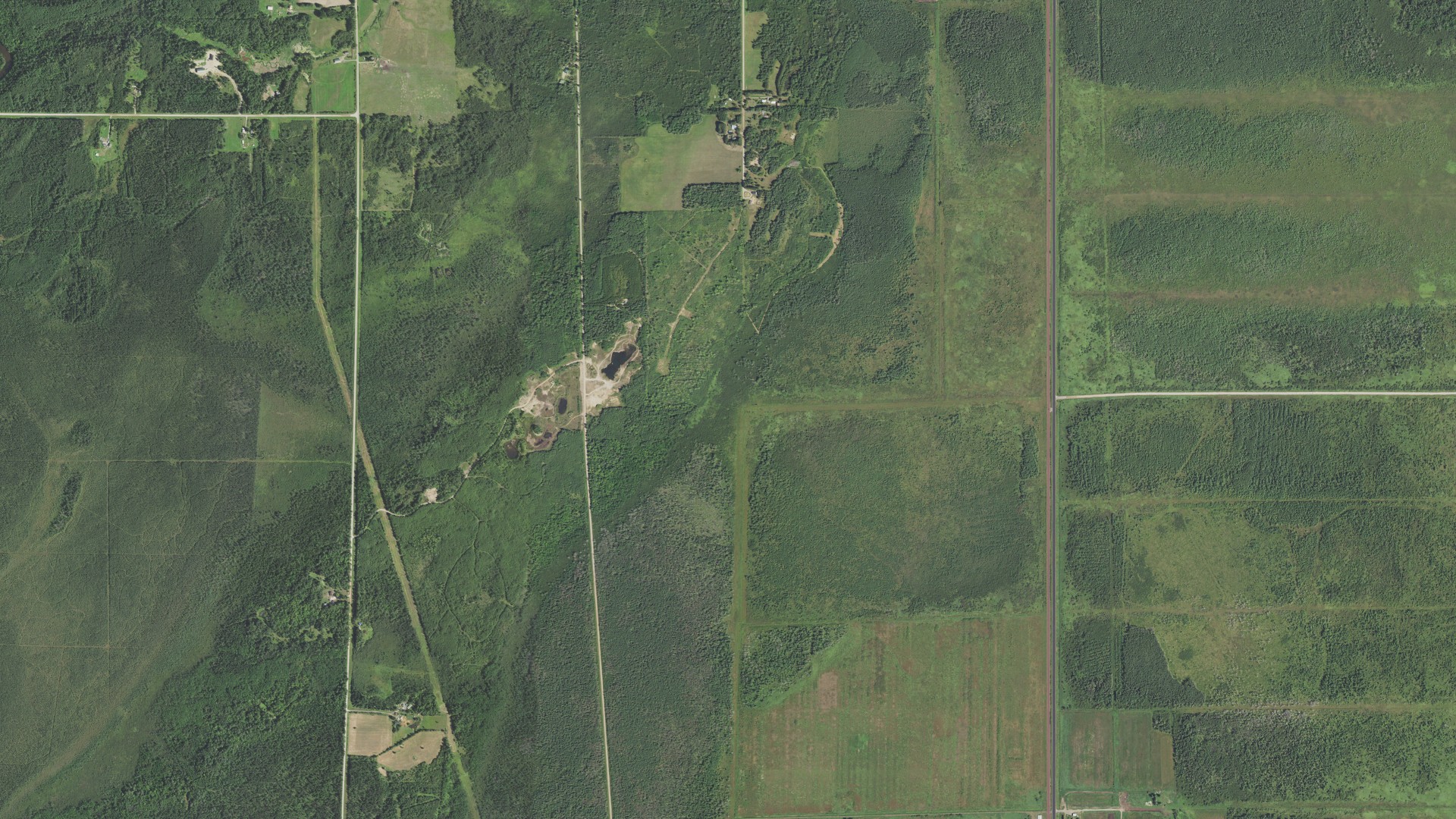 Aerial view of land around McDavitt, Minnesota