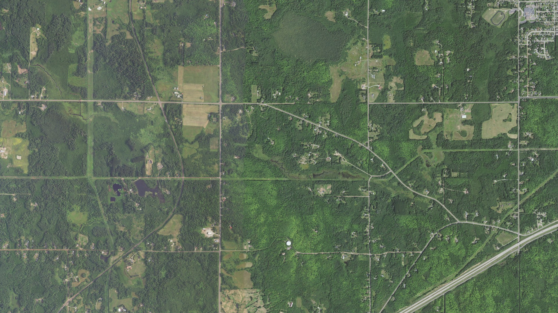 Aerial view of land around Midway, Minnesota