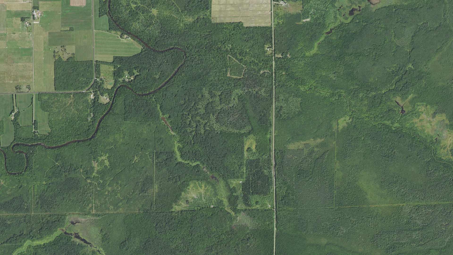 Aerial view of land around Ness, Minnesota