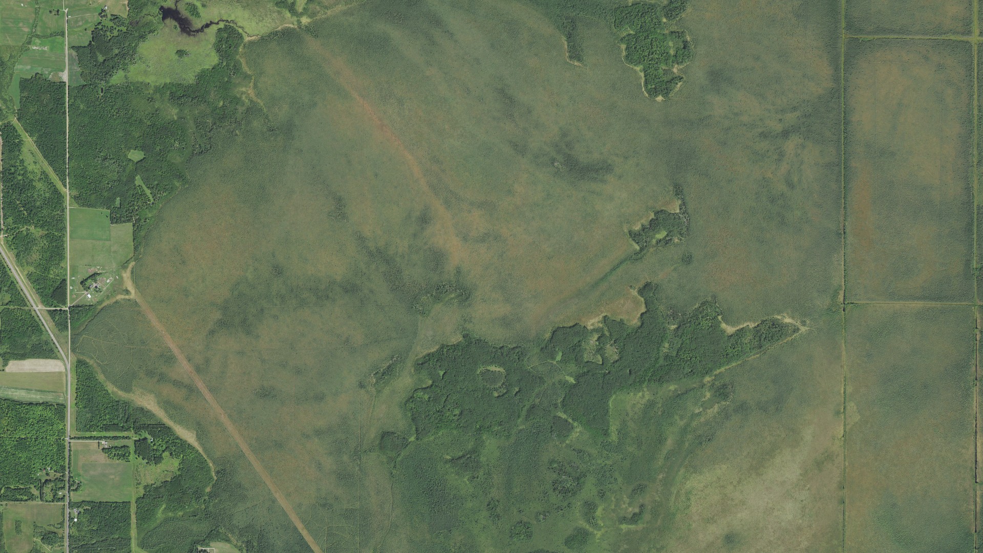 Aerial view of land around Van Buren, Minnesota