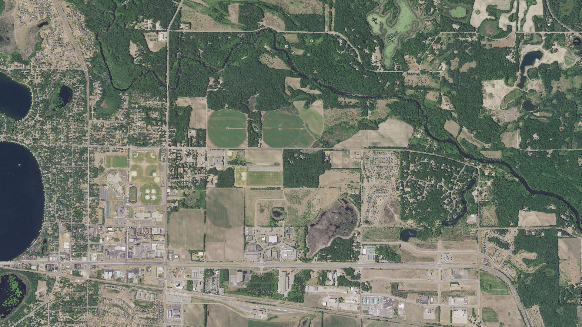 Aerial view of land around Big Lake, Minnesota