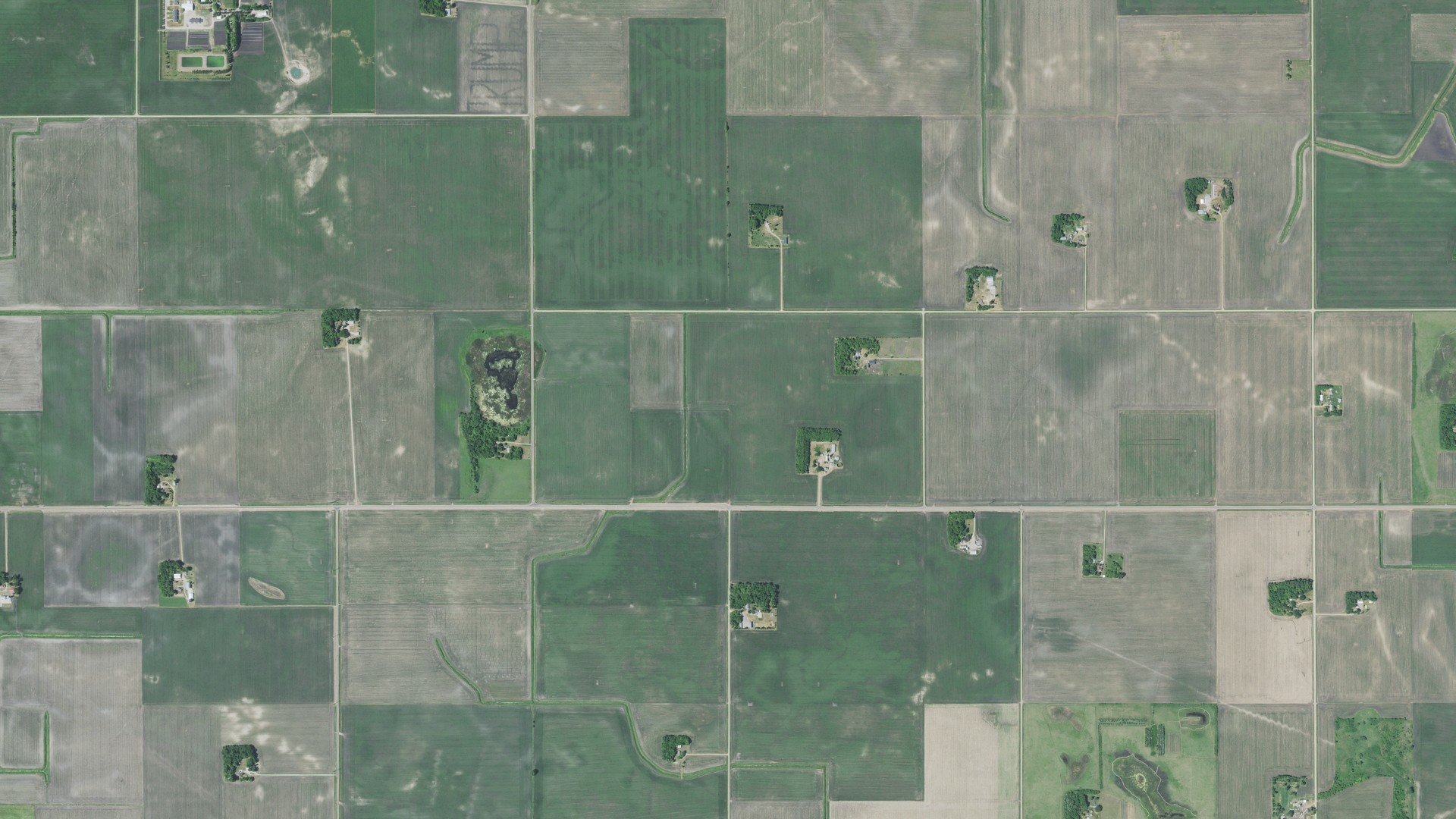 Aerial view of land around Bismarck, Minnesota