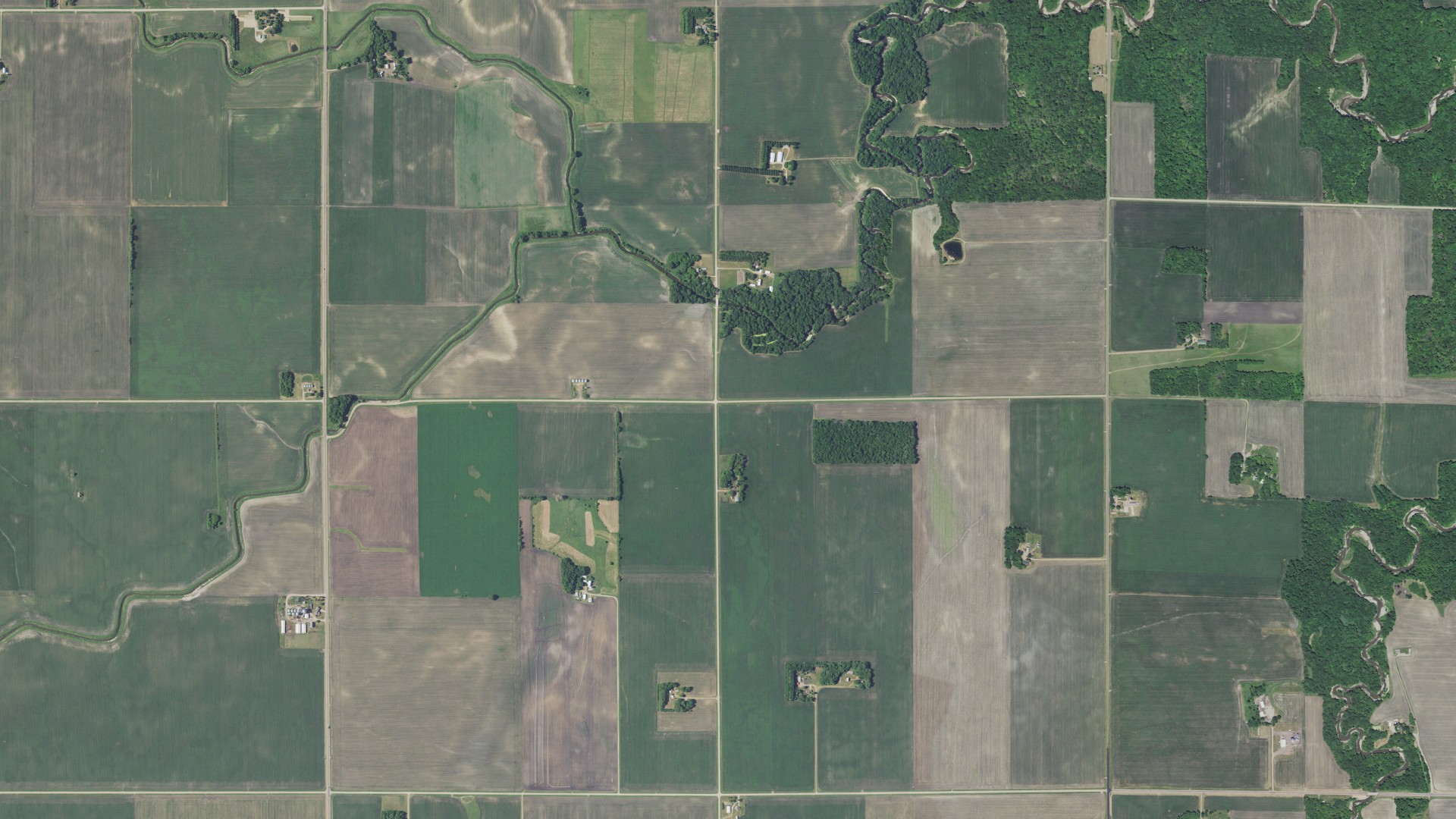 Aerial view of land around Kelso, Minnesota
