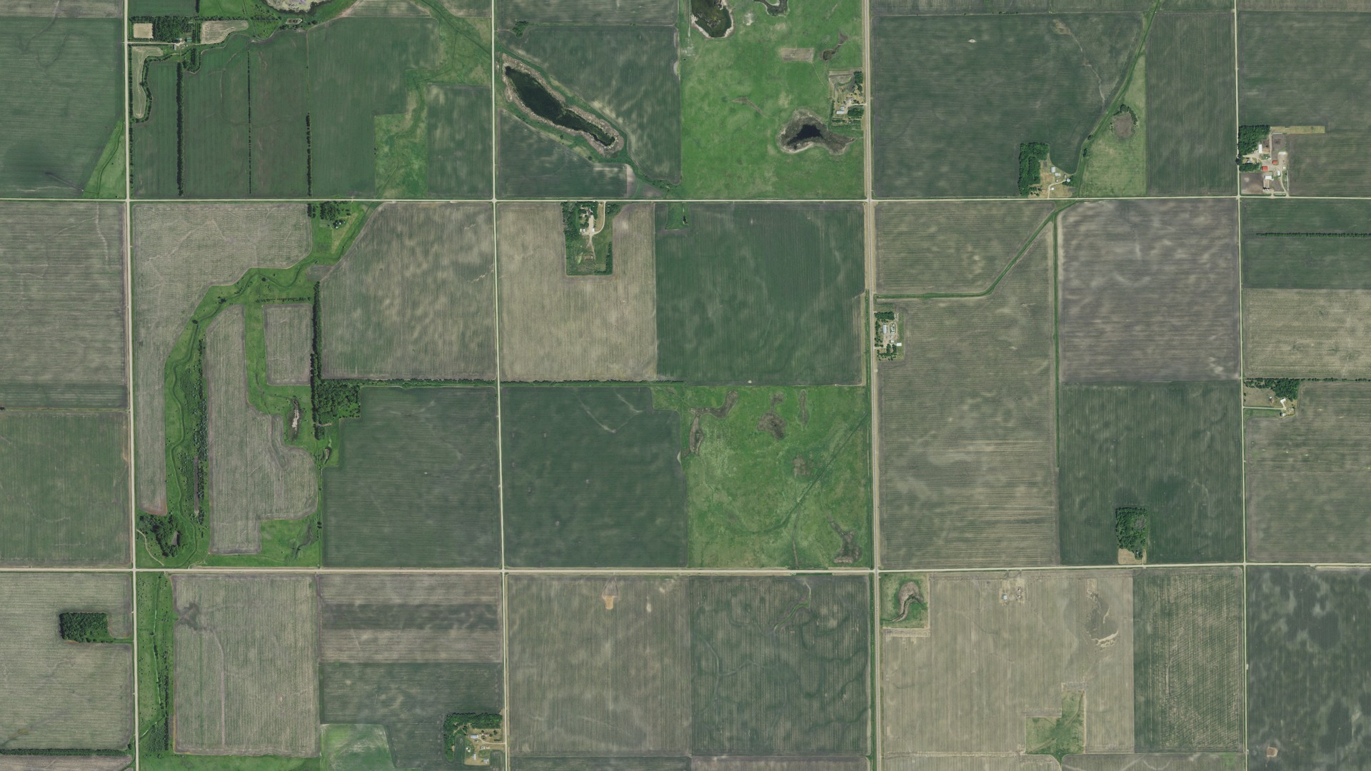 Aerial view of land around Baker, Minnesota