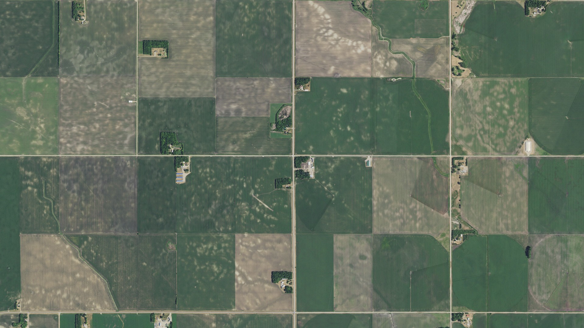 Natural-color aerial photograph of land around Moore, Minnesota