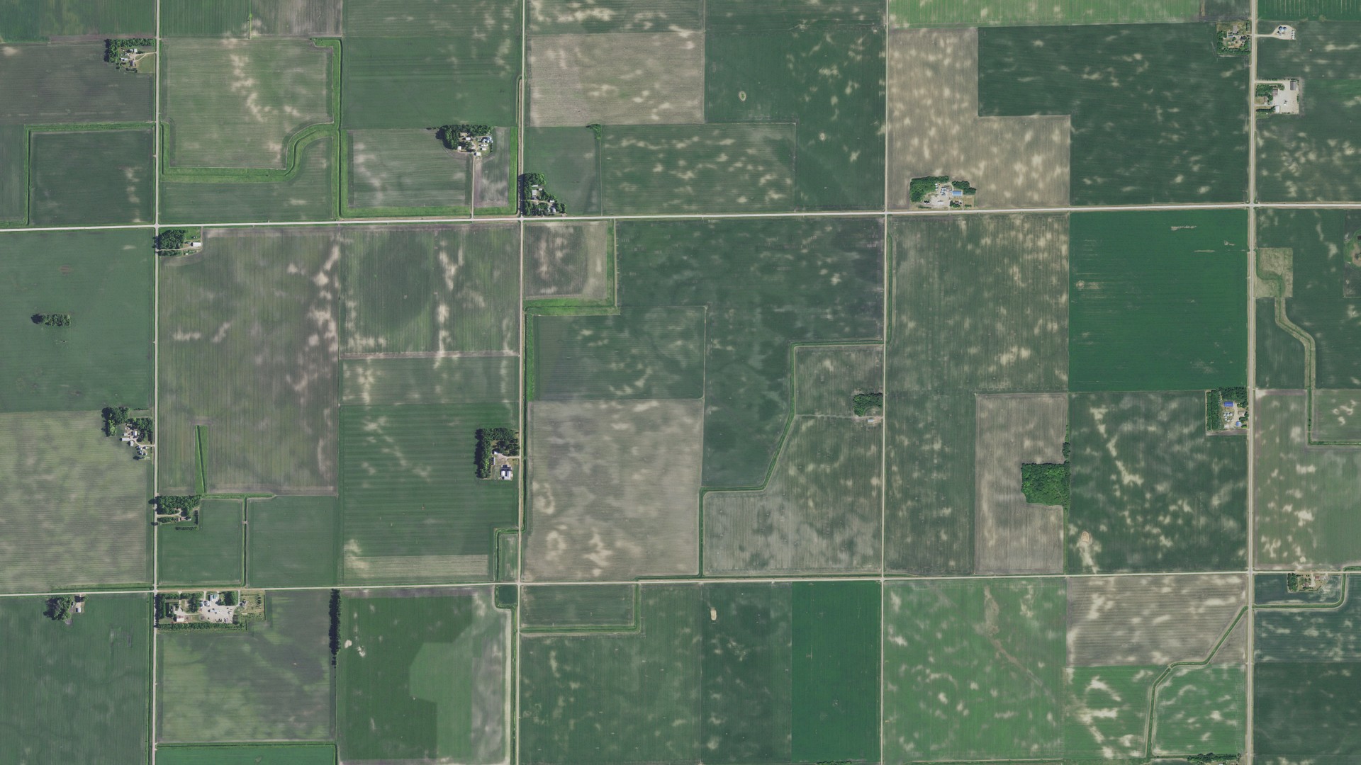 Natural-color aerial photograph of land around Dublin, Minnesota