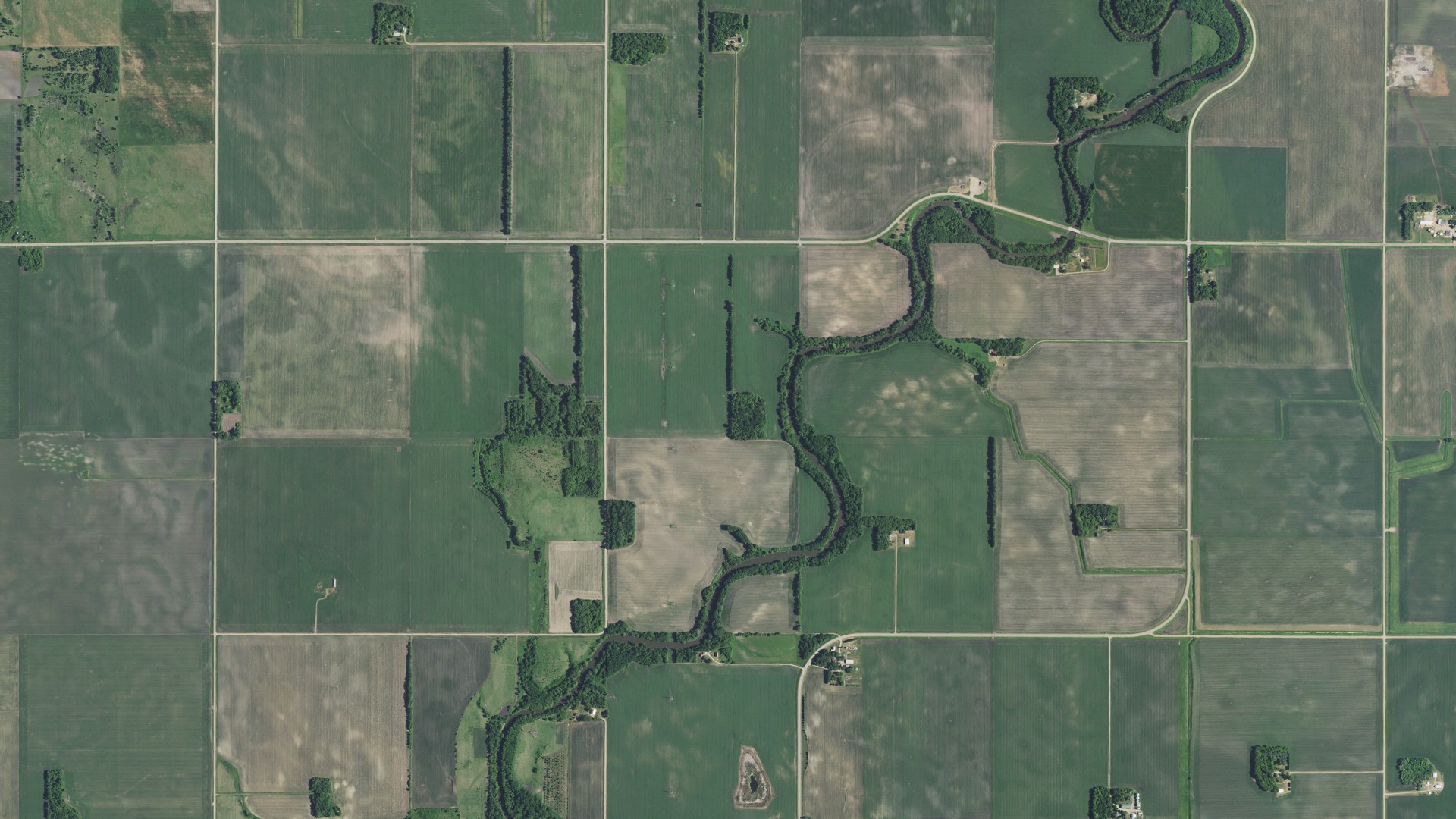 Aerial view of land around Swenoda, Minnesota