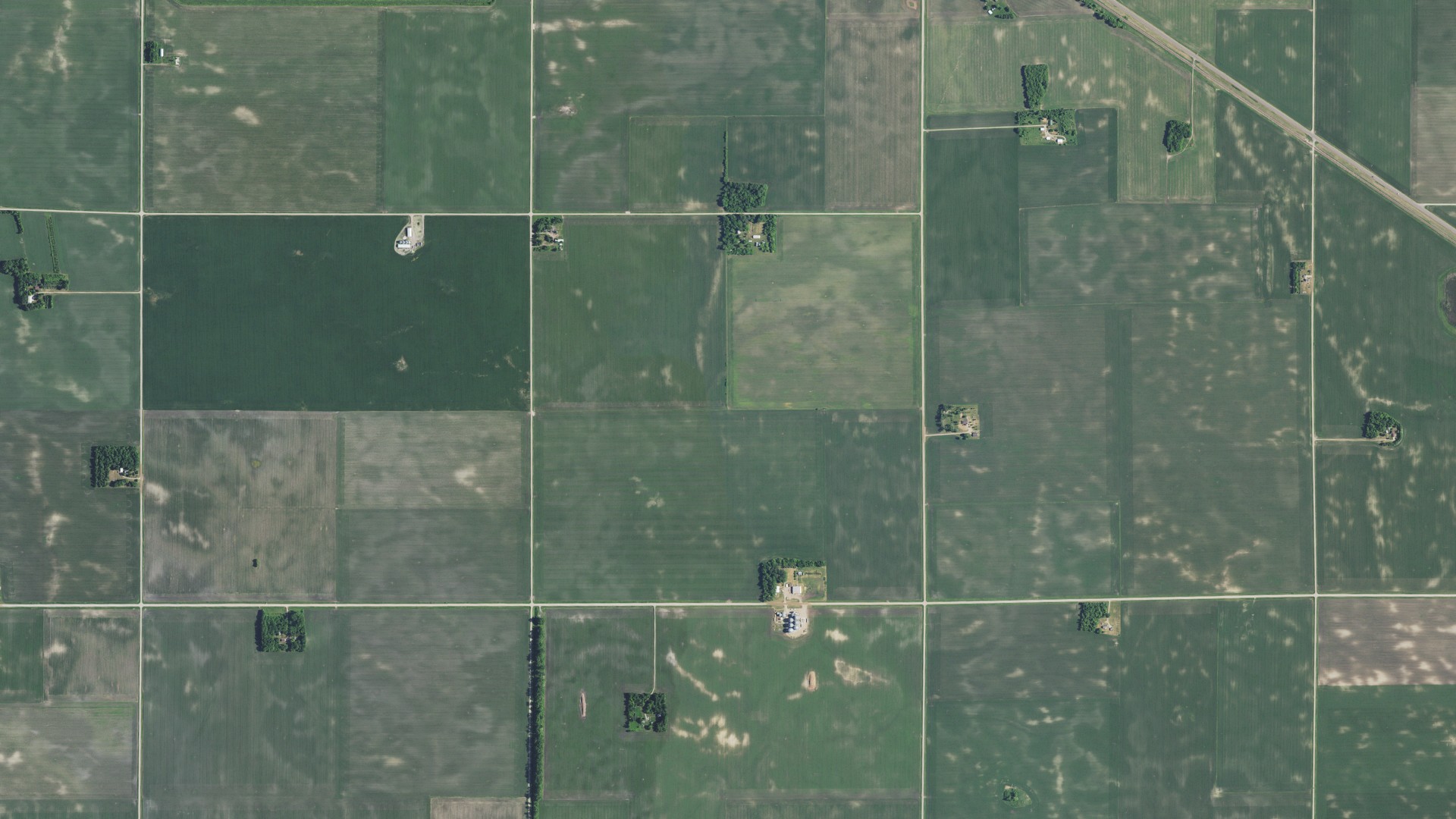Aerial view of land around Torning, Minnesota