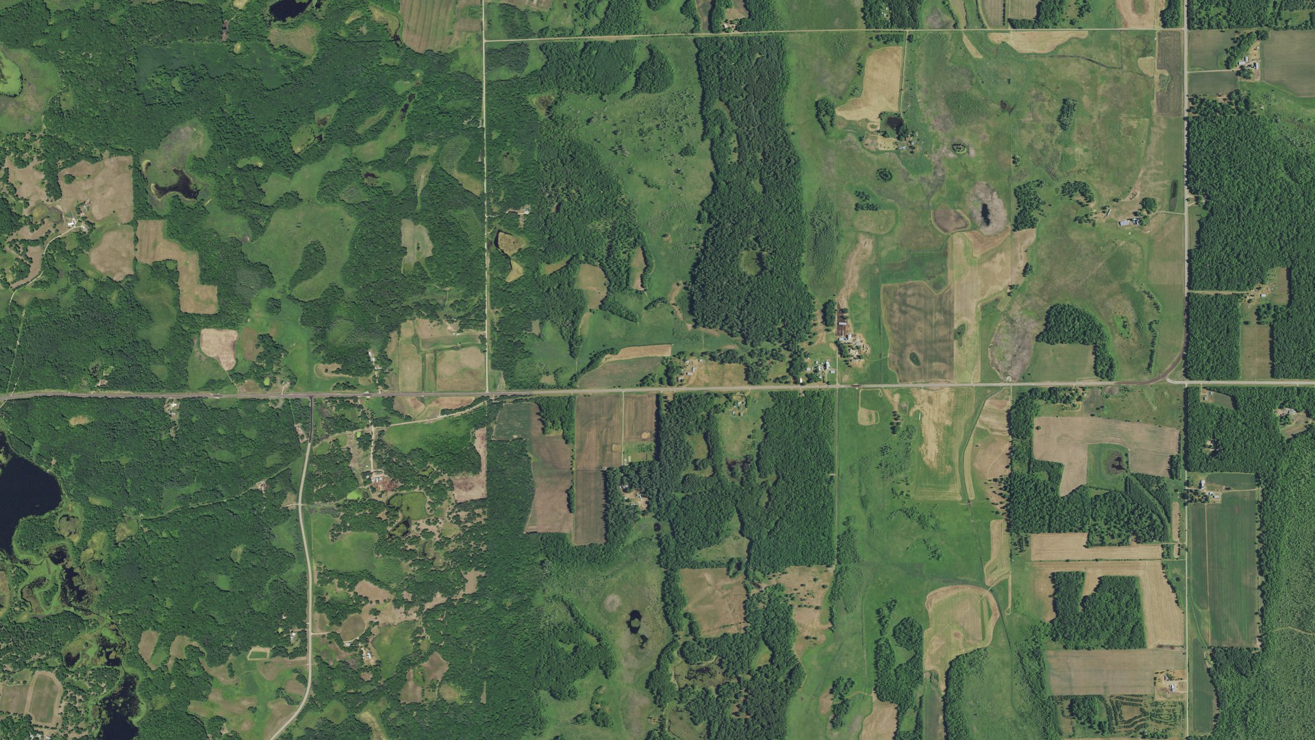 Aerial view of land around Little Elk, Minnesota