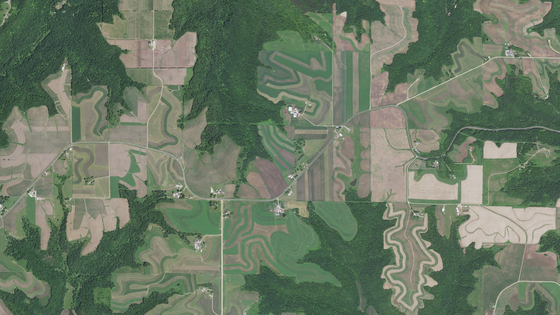 Aerial view of land around Pepin, Minnesota