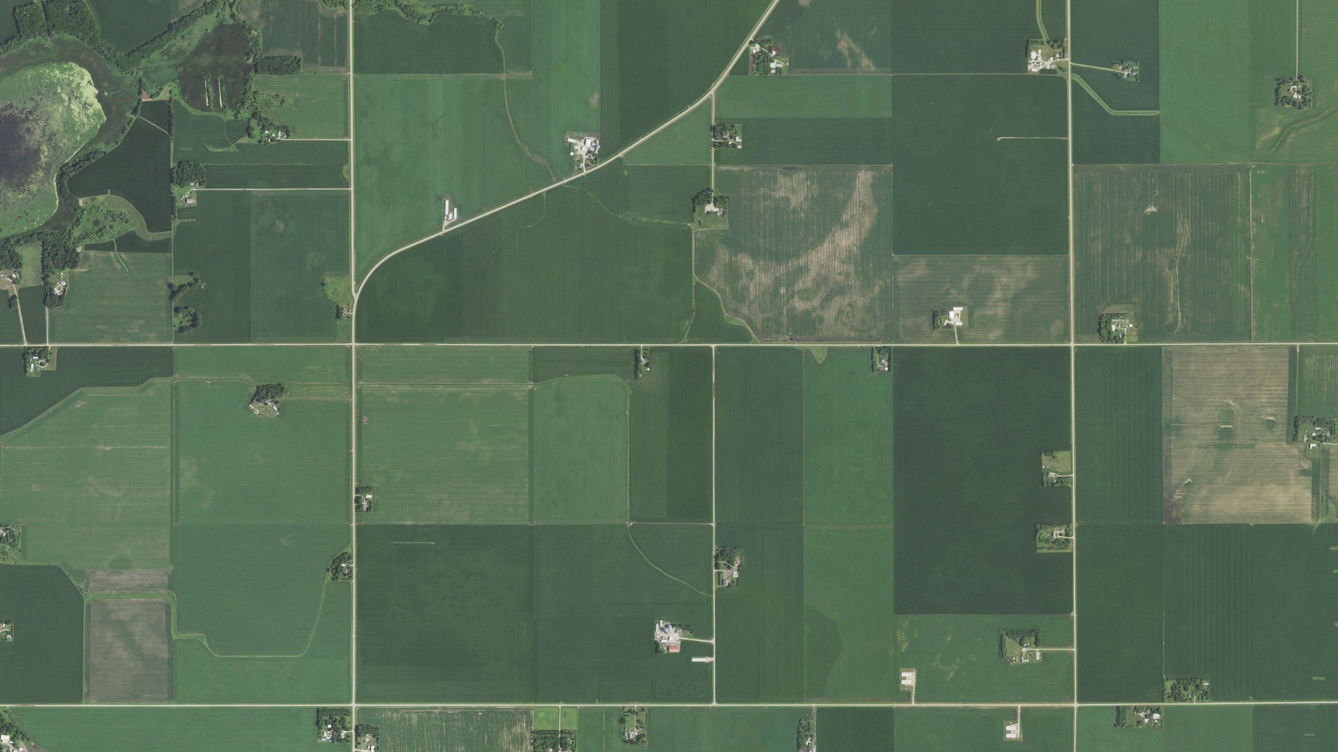 Natural-color aerial photograph of land around Wilton, Minnesota