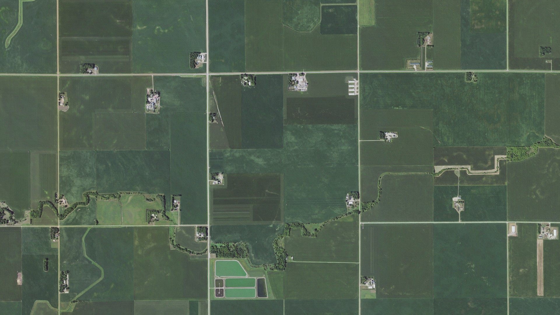 Aerial view of land around Butterfield, Minnesota