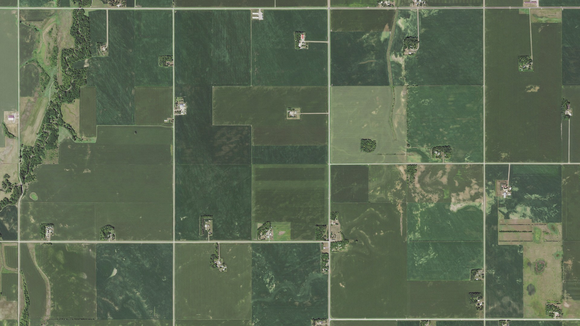 Natural-color aerial photograph of land around South Branch, Minnesota