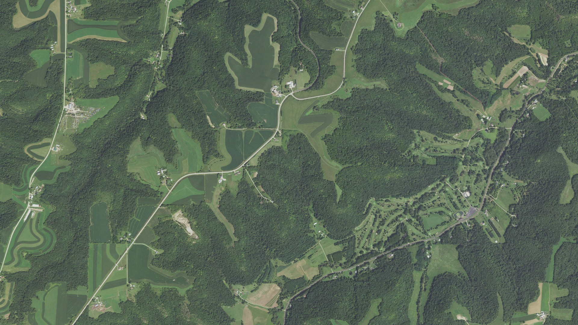 Aerial view of land around Homer, Minnesota