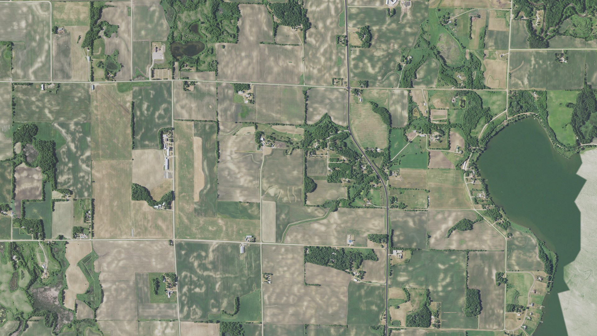 Natural-color aerial photograph of land around Cokato, Minnesota