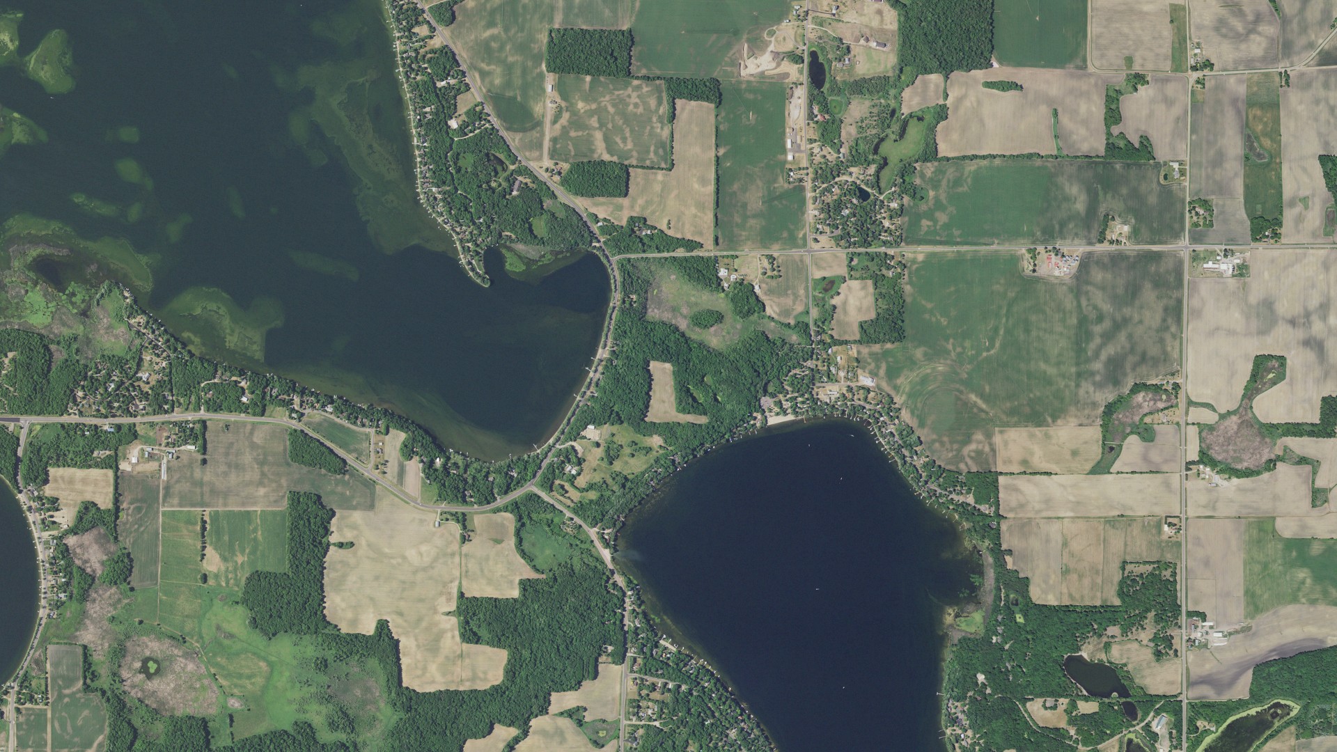 Aerial view of land around Corinna, Minnesota