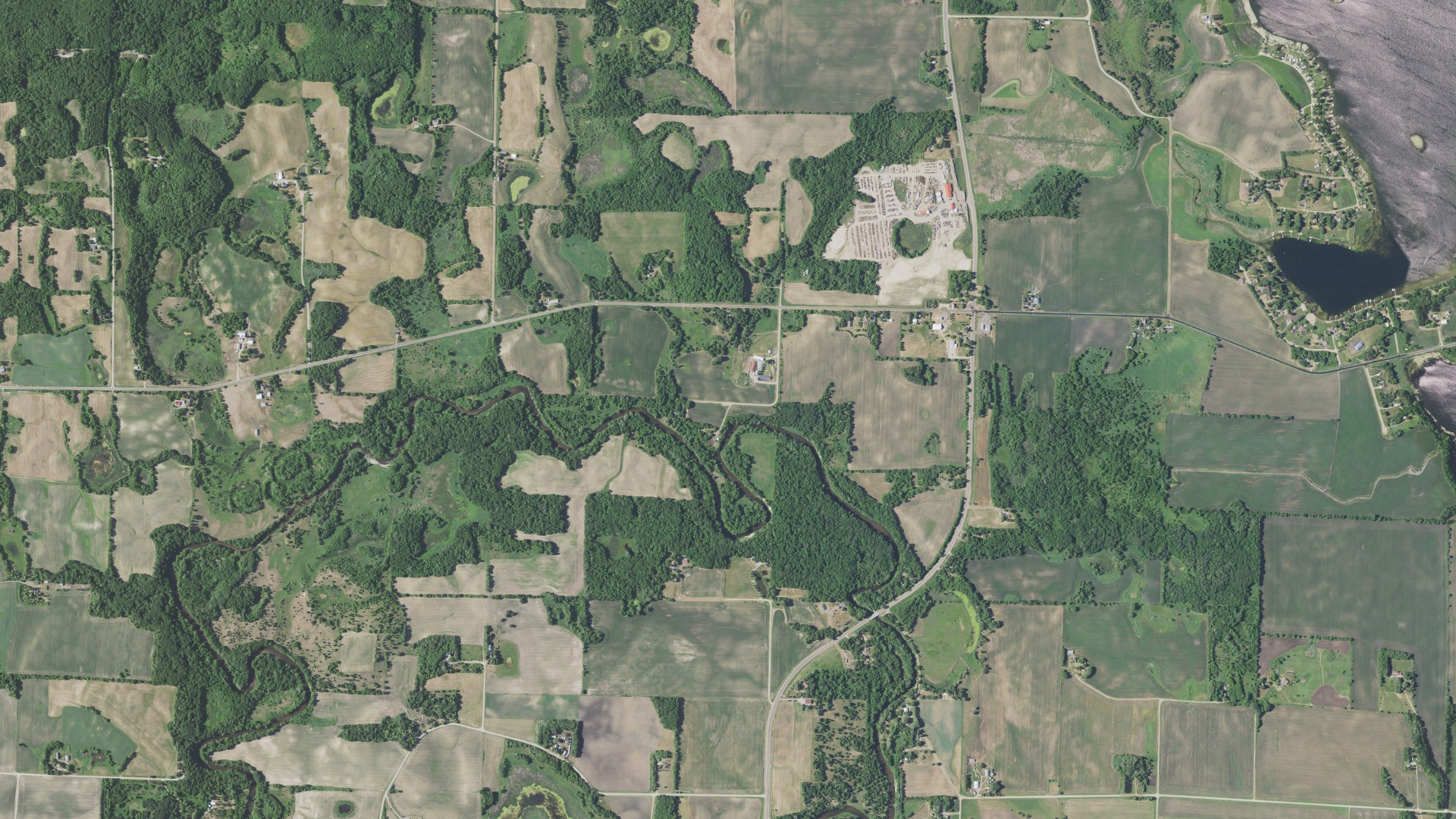 Aerial view of land around French Lake, Minnesota