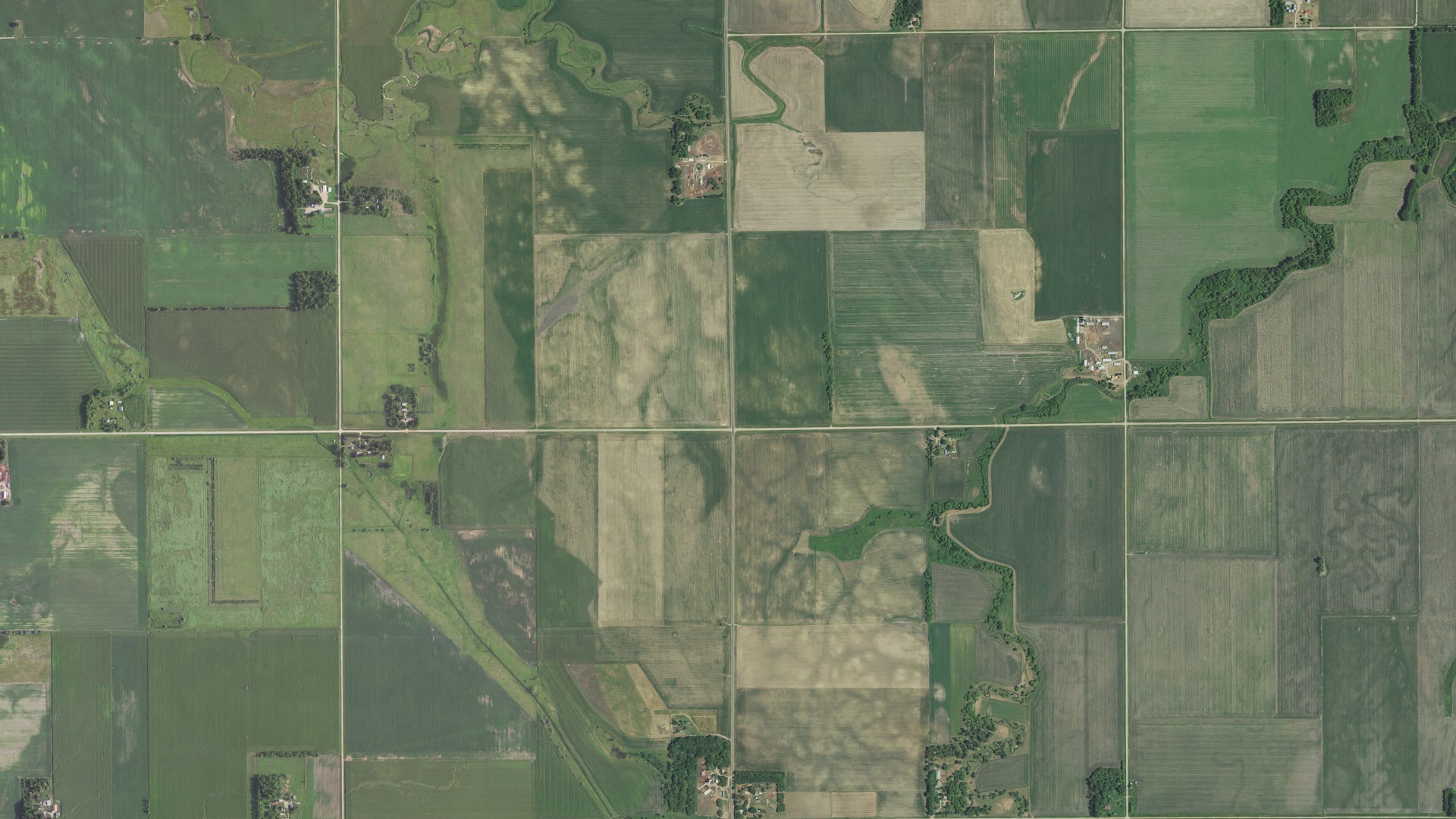 Aerial view of land around Hammer, Minnesota