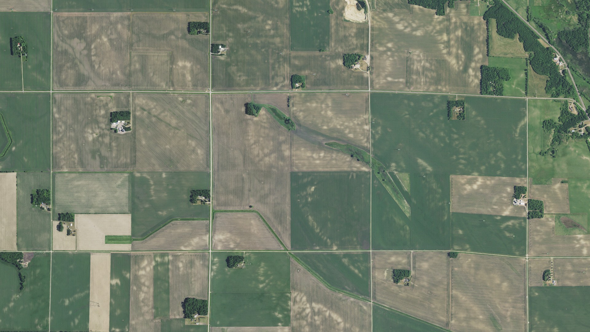 Aerial view of land around Stony Run, Minnesota