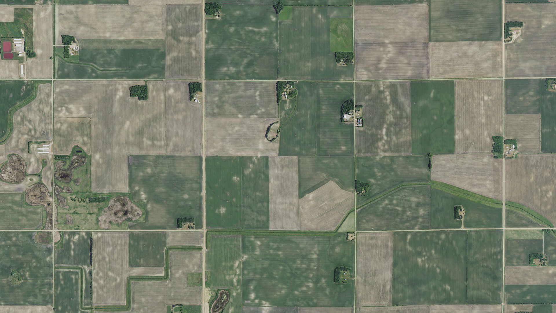 Aerial view of land around Tyro, Minnesota