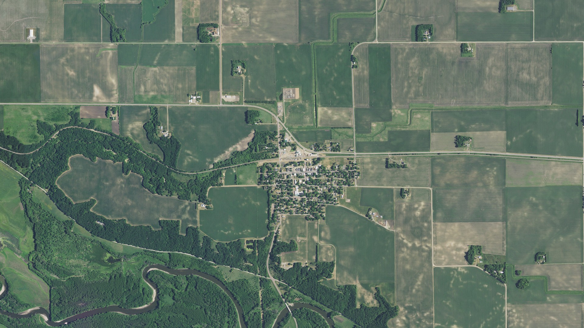 Aerial view of land around Franklin, Minnesota