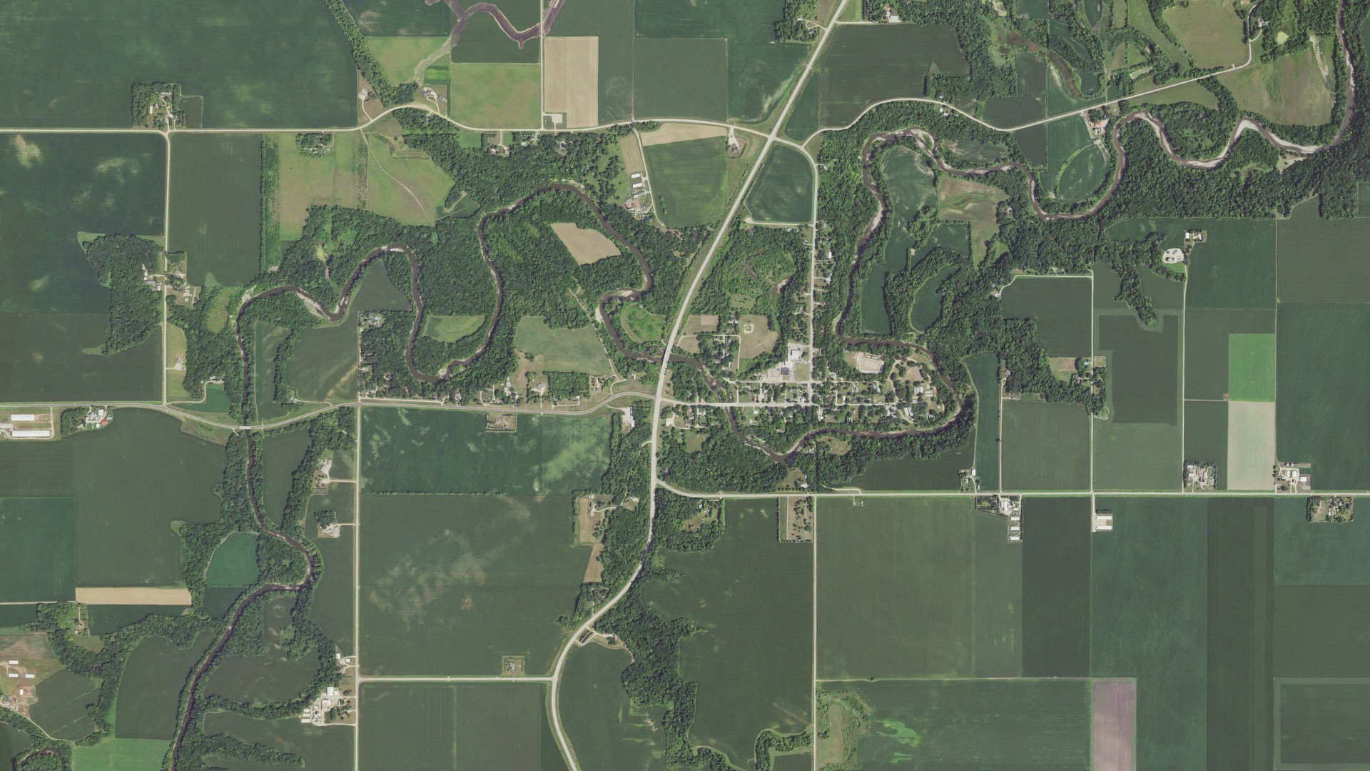 Aerial view of land around Garden City, Minnesota