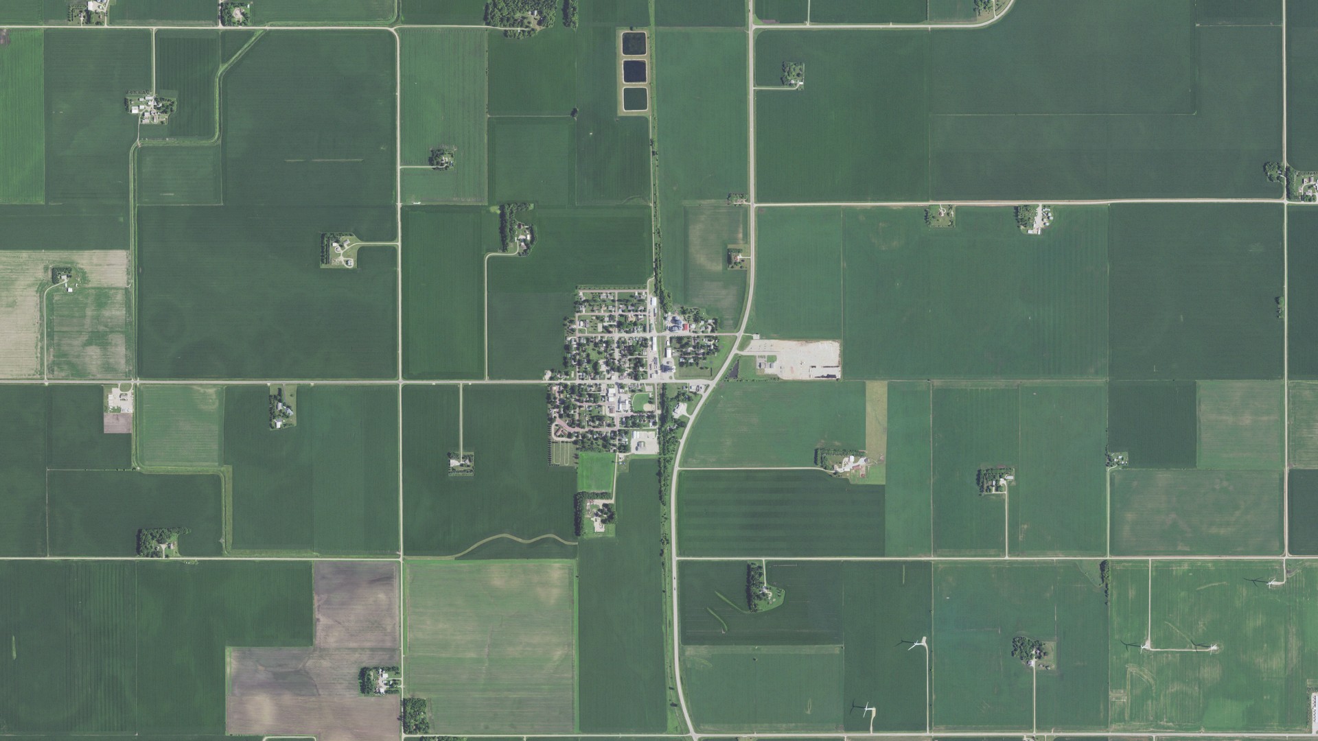 Aerial view of land around Hartland, Minnesota