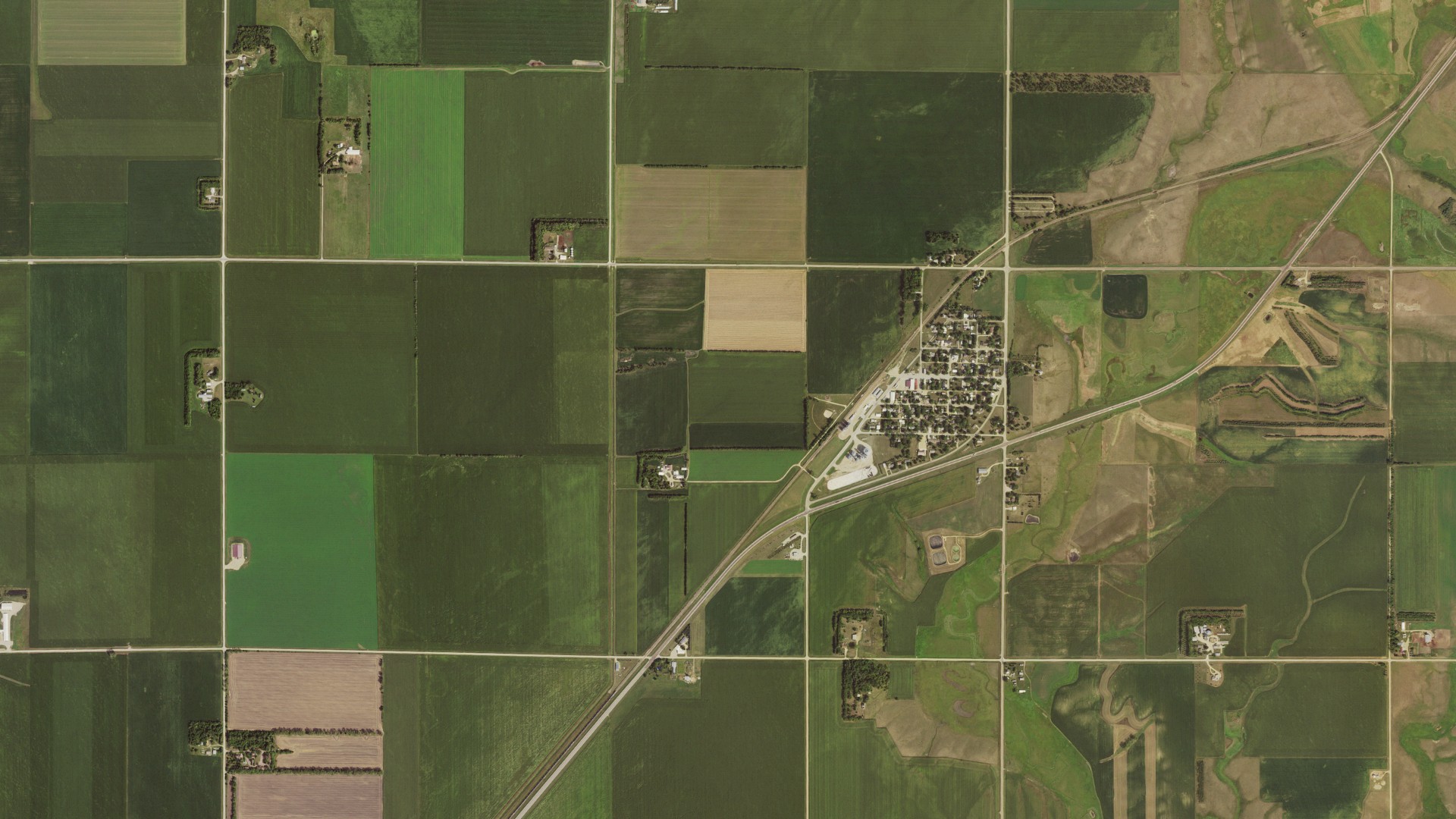 Natural-color aerial photograph of land around Holland, Minnesota