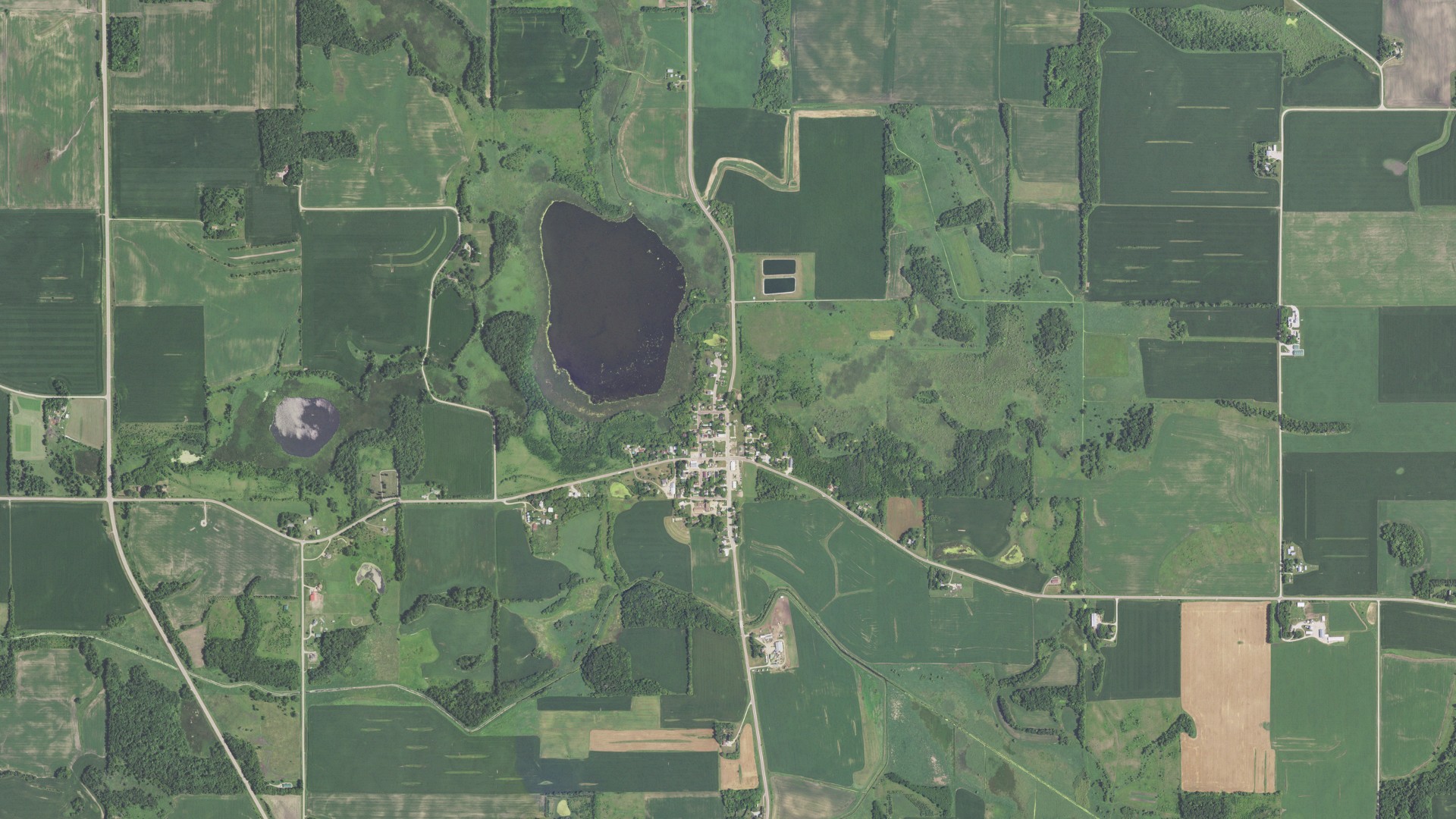 Aerial view of land around Kilkenny, Minnesota