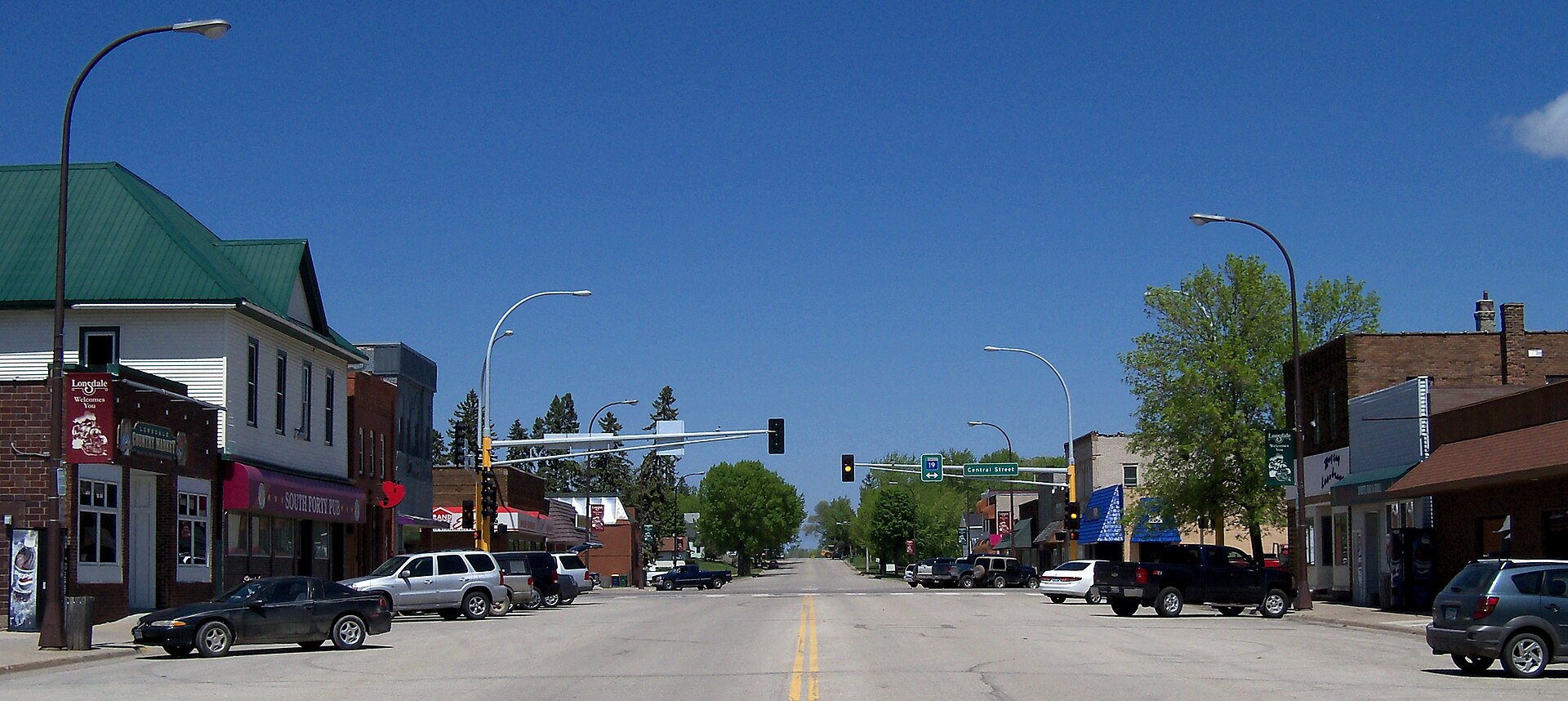 Street in downtown Lonsdale, Minnesota, USA.