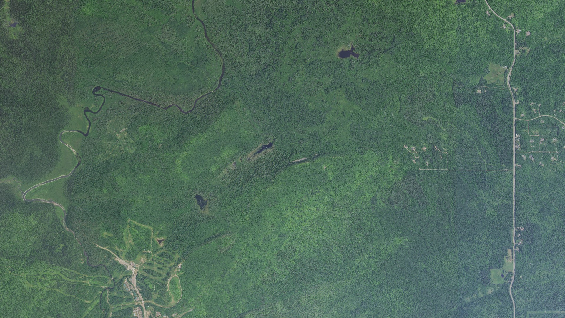 Aerial view of land around Lutsen, Minnesota