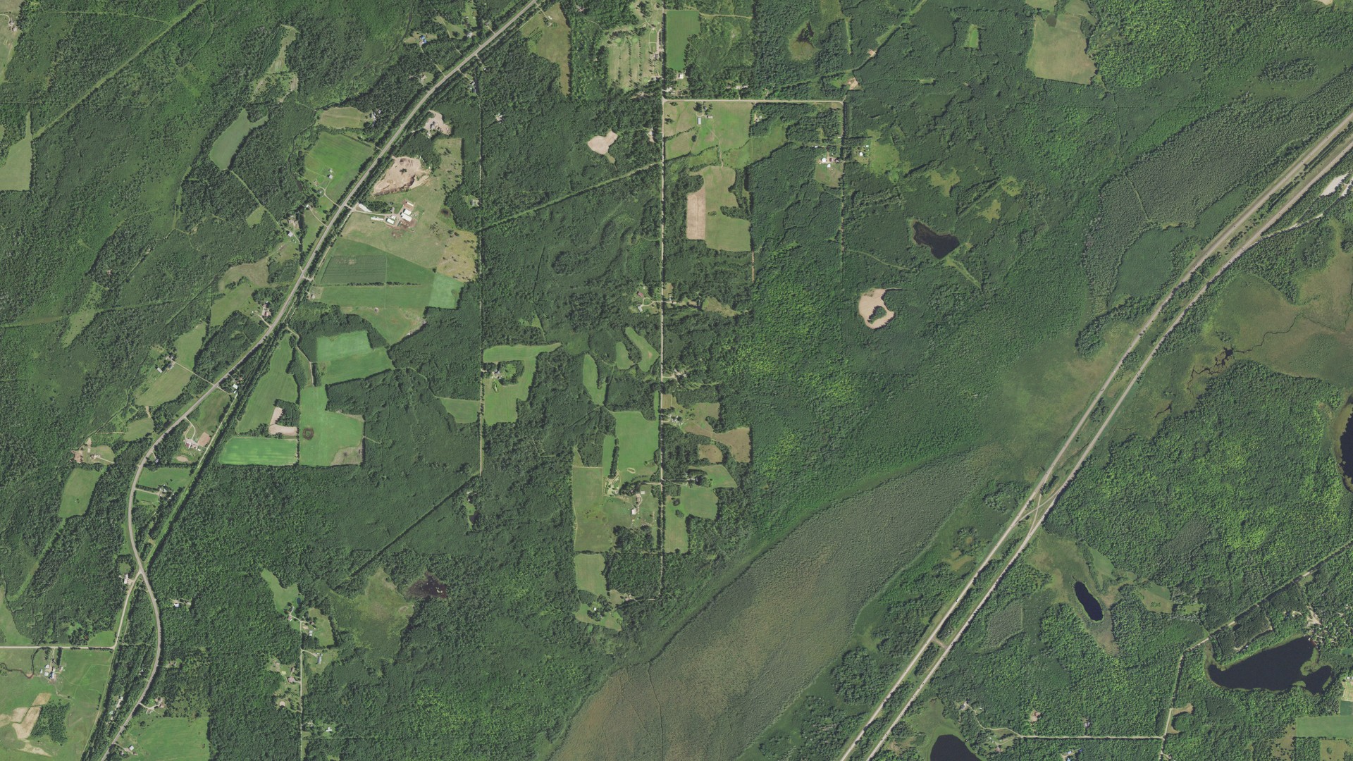 Aerial view of land around Mahtowa, Minnesota
