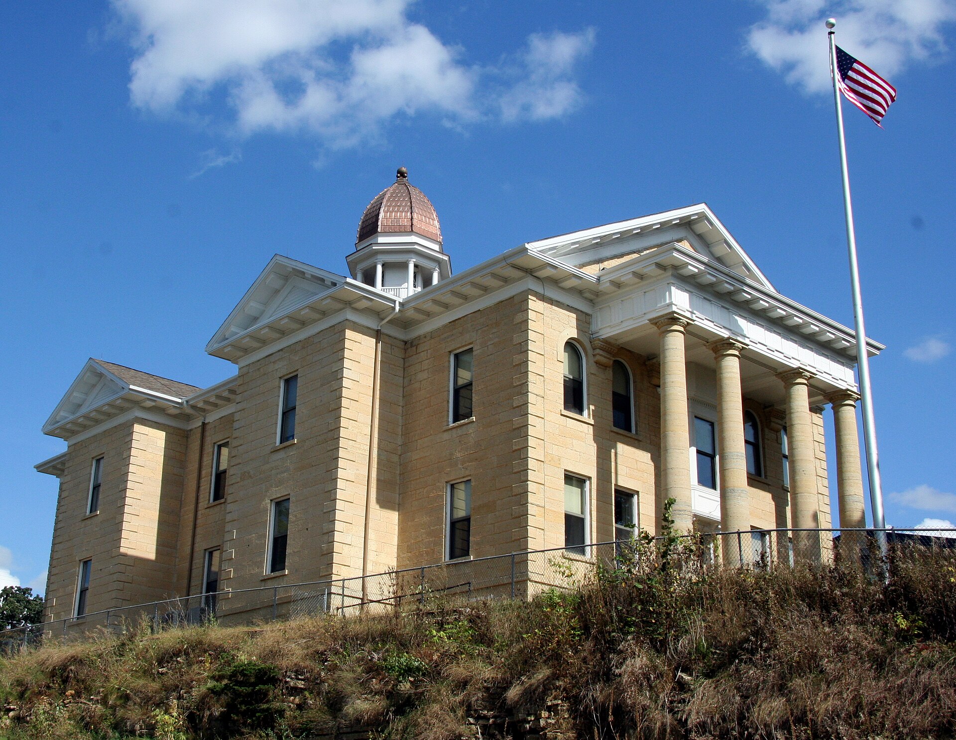 Dodge County Courthouse as seen from Minnesota State Highway 57 in Mantorville, Minnesota
