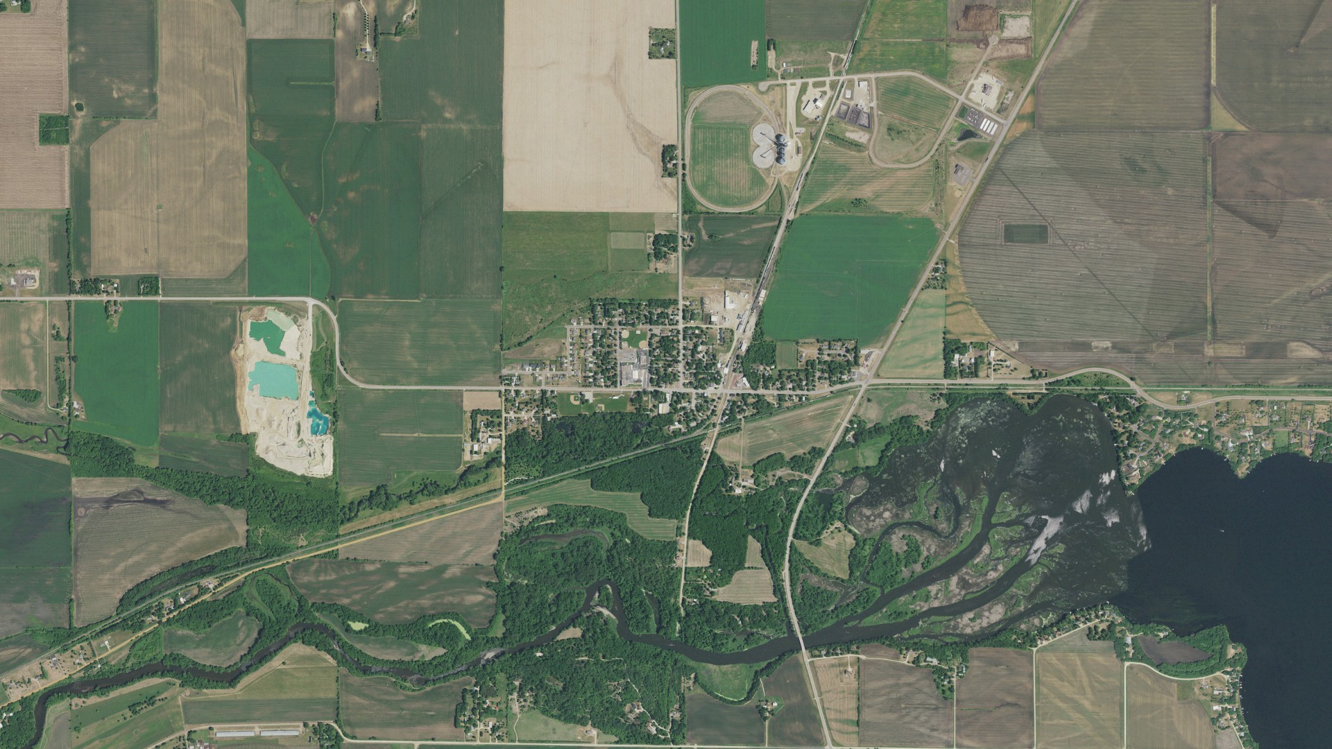 Aerial view of land around Randolph, Minnesota