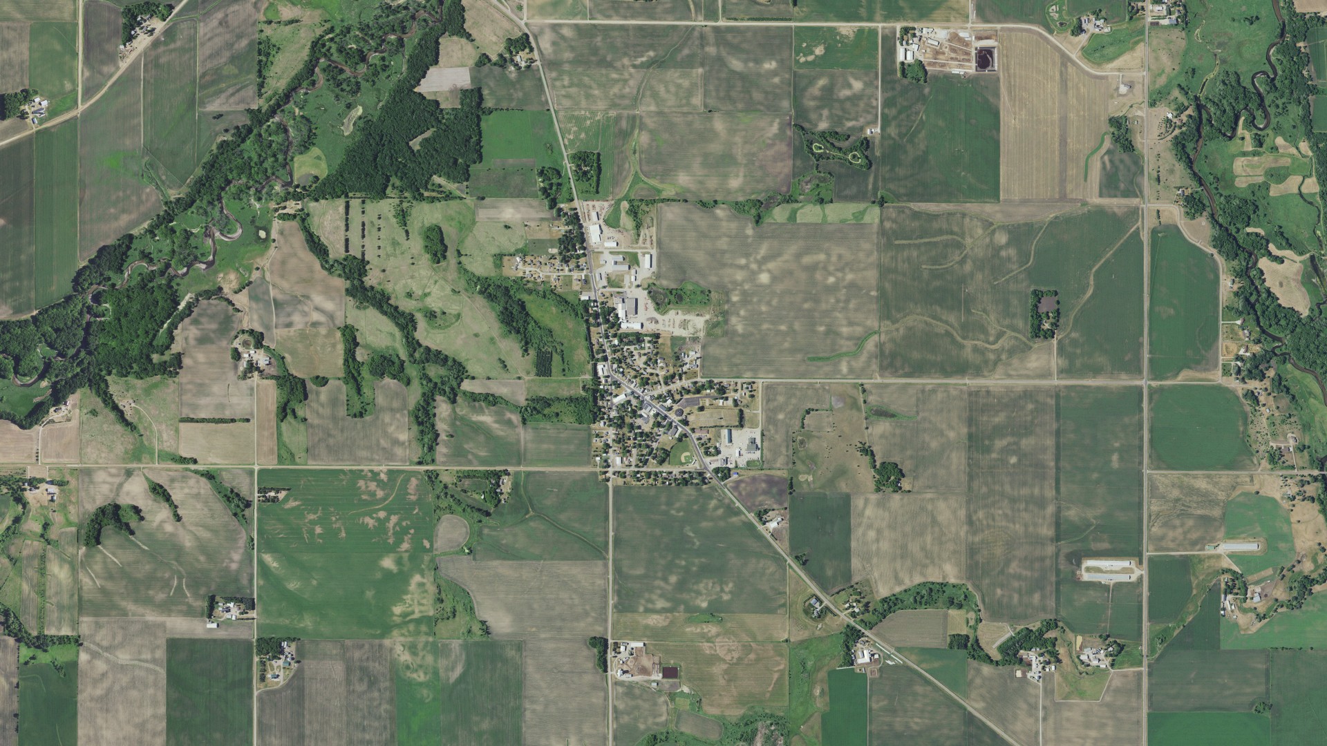Aerial view of land around St. Martin, Minnesota