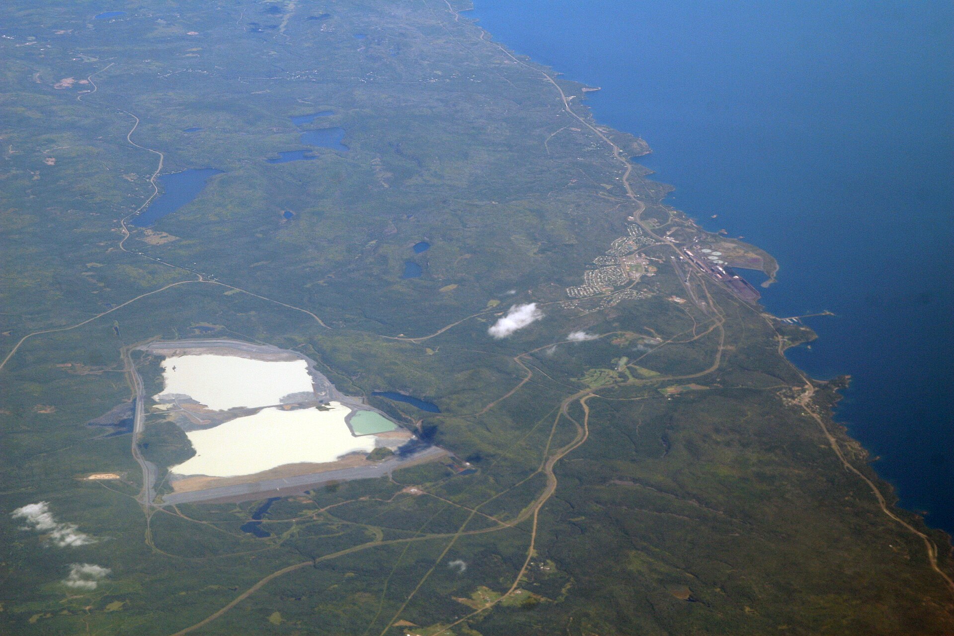 Silver Bay, Minnesota and its tailings ponds, which appear disused.