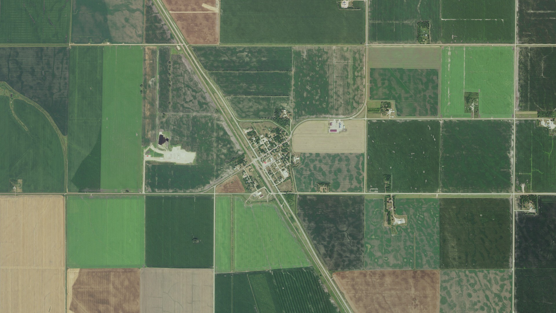 Aerial view of land around Tintah, Minnesota