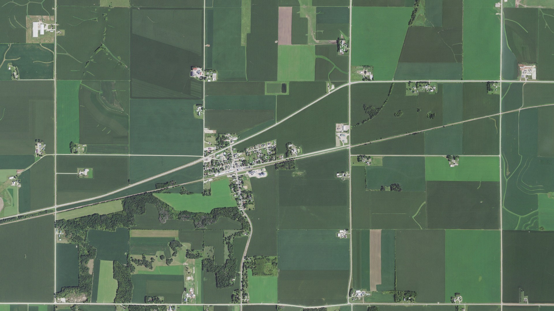 Aerial view of land around Utica, Minnesota