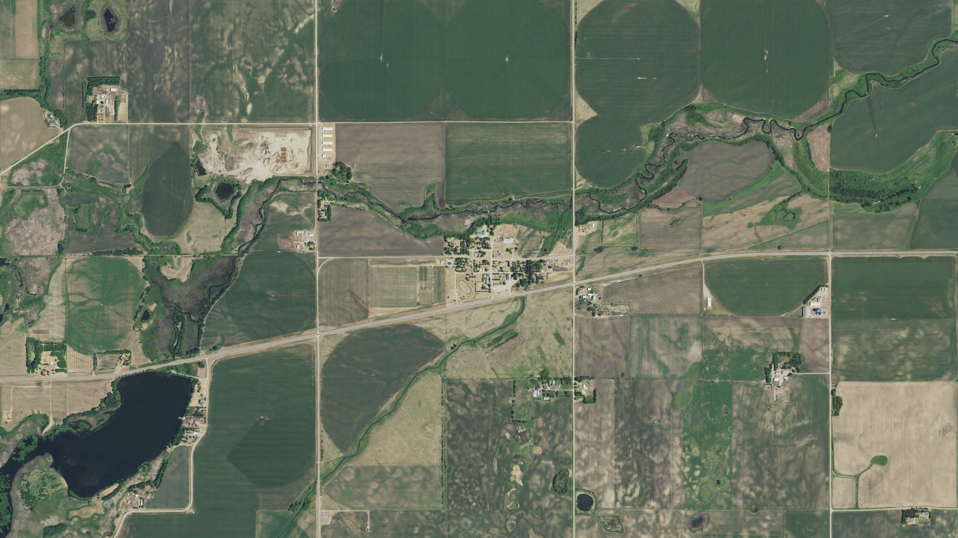 Aerial view of land around Westport, Minnesota