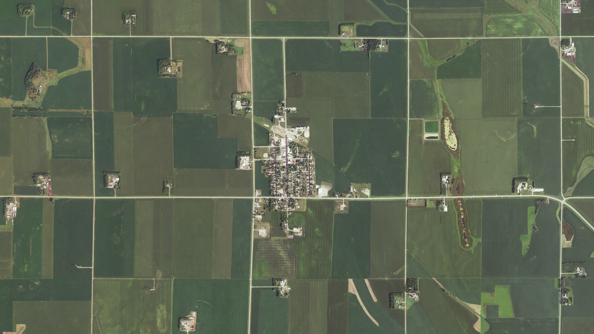 Aerial view of land around Wilmont, Minnesota