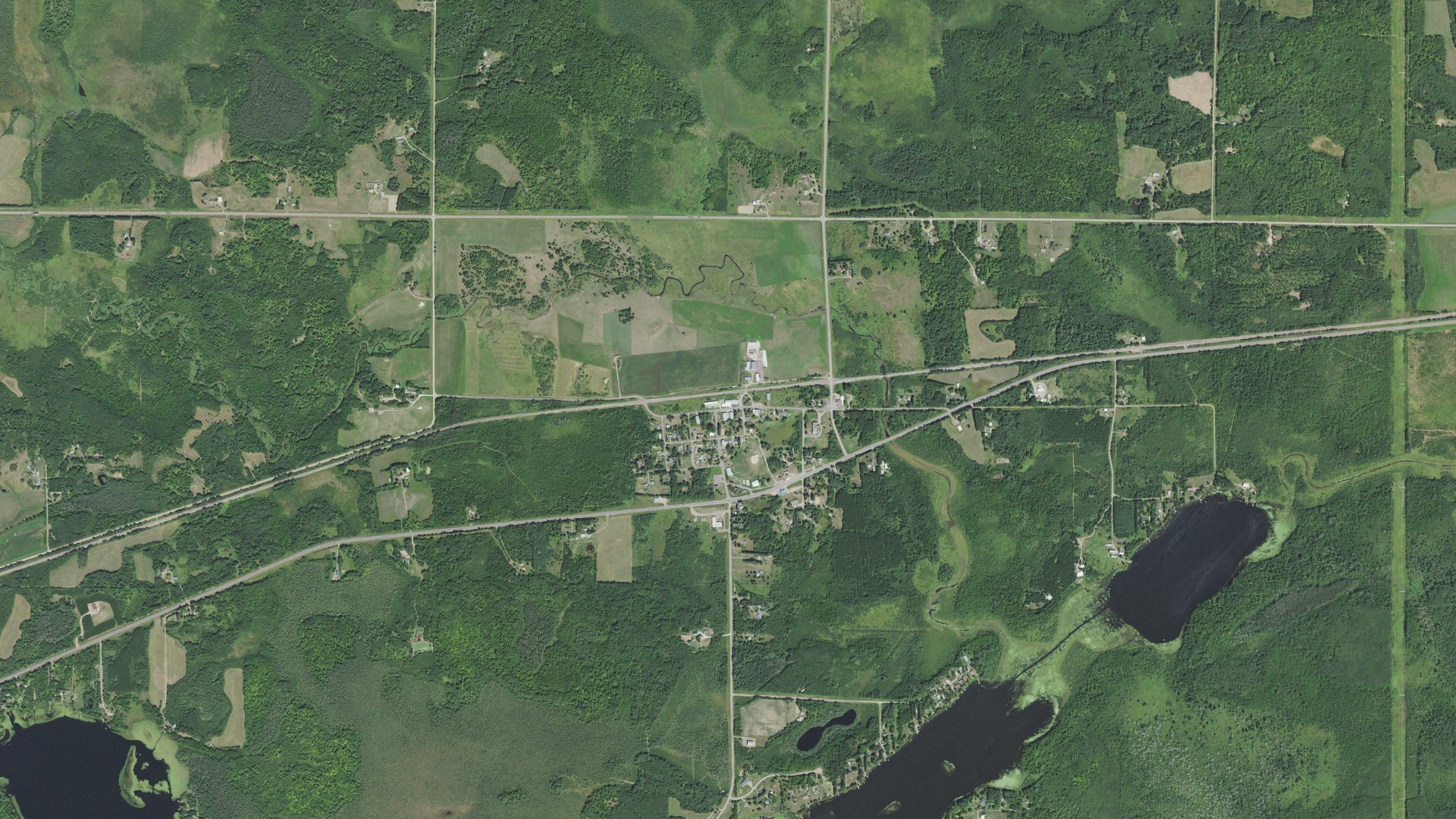 Aerial view of land around Wright, Minnesota