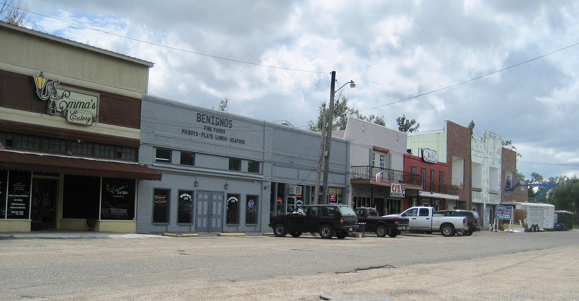 Row of local businesses, Bay St. Louis, Mississippi