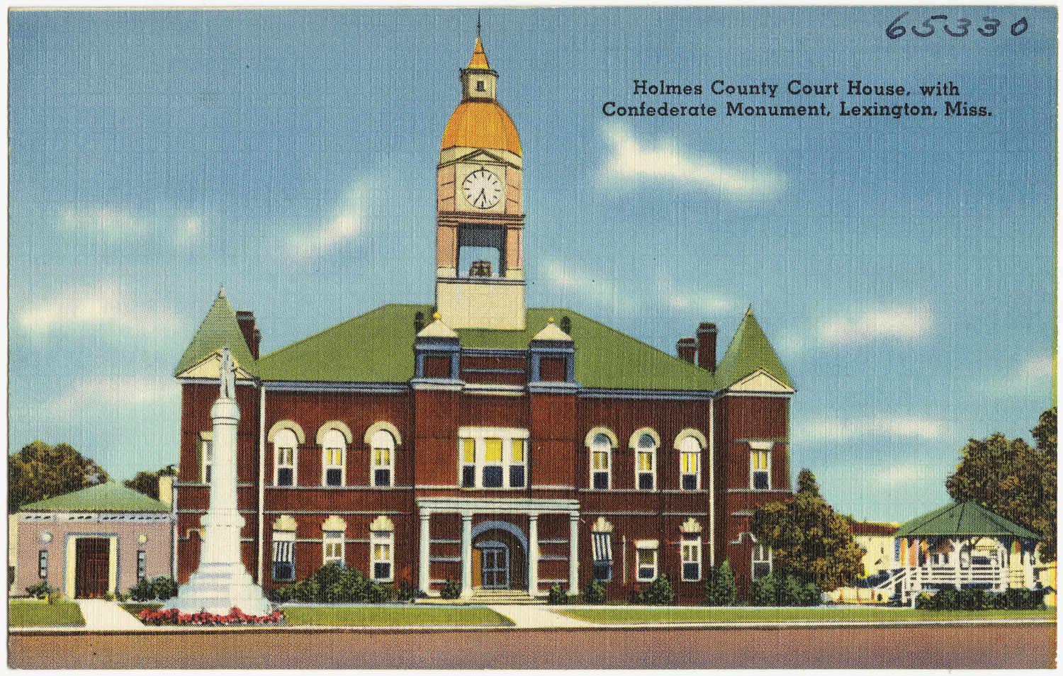 File name: 06_10_015001 Title: Holmes County Court House, with Confederate Monument, Lexington, Miss. — Mississippi