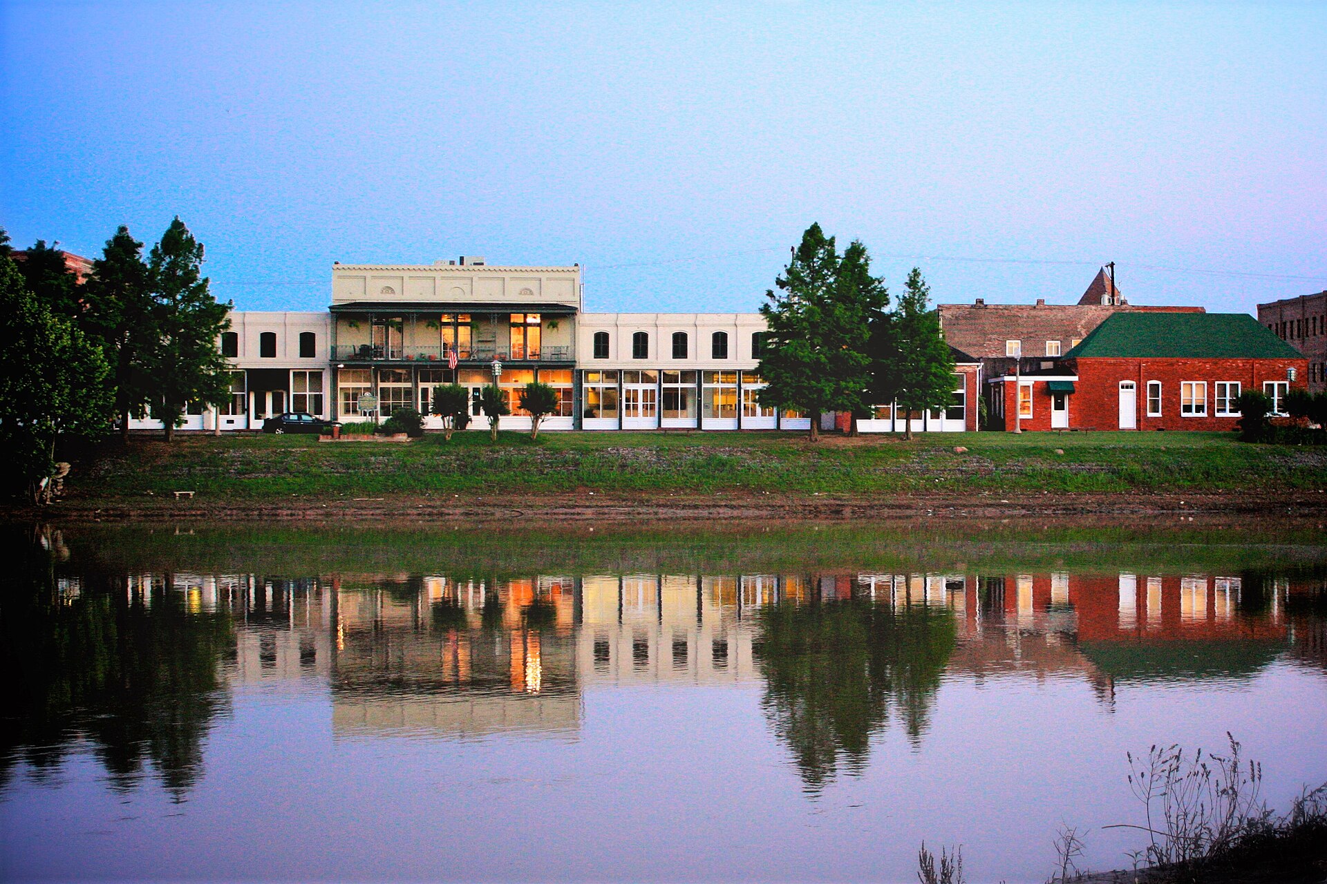 Front Street skyline in Greenwood, Mississippi