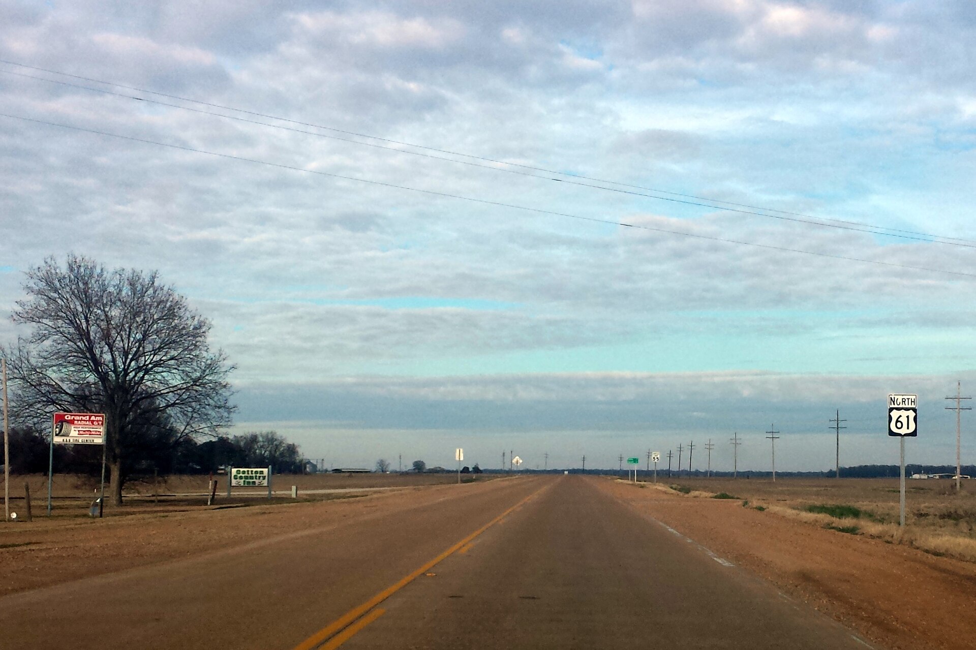 Highway 61 runs north in Hollandale, MS — Mississippi